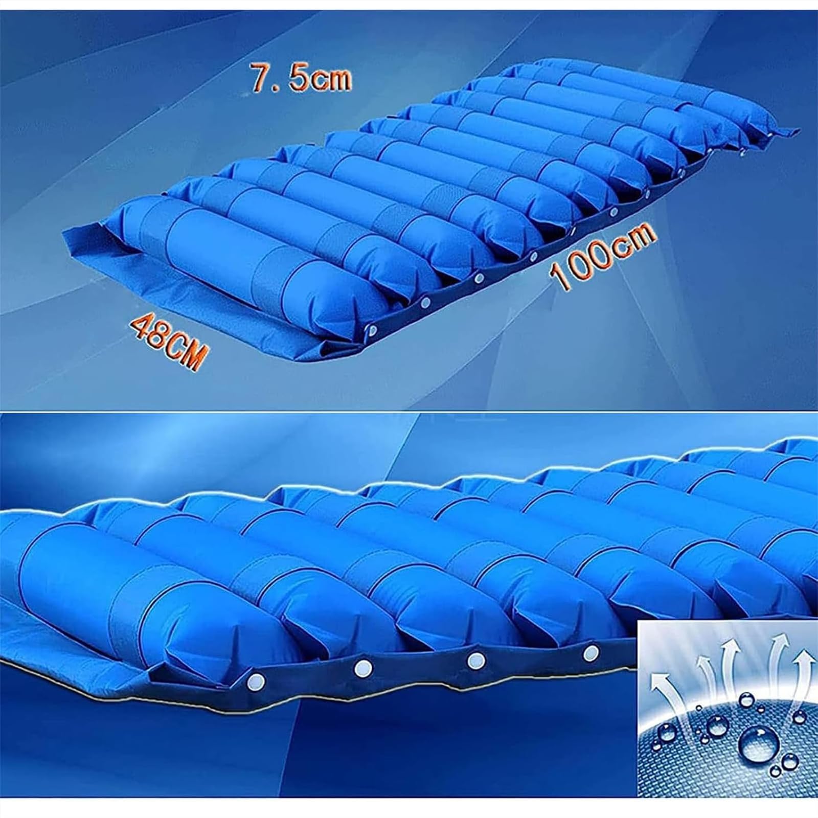 100 * 48 * 7.5cm Colchón De Aire para Silla De Ruedas, Colchón De Aire para Cojín De Asiento con Alivio De Presión Alternante, Alivia La Presión En Las Caderas/Espalda, para Grupos Sedentarios