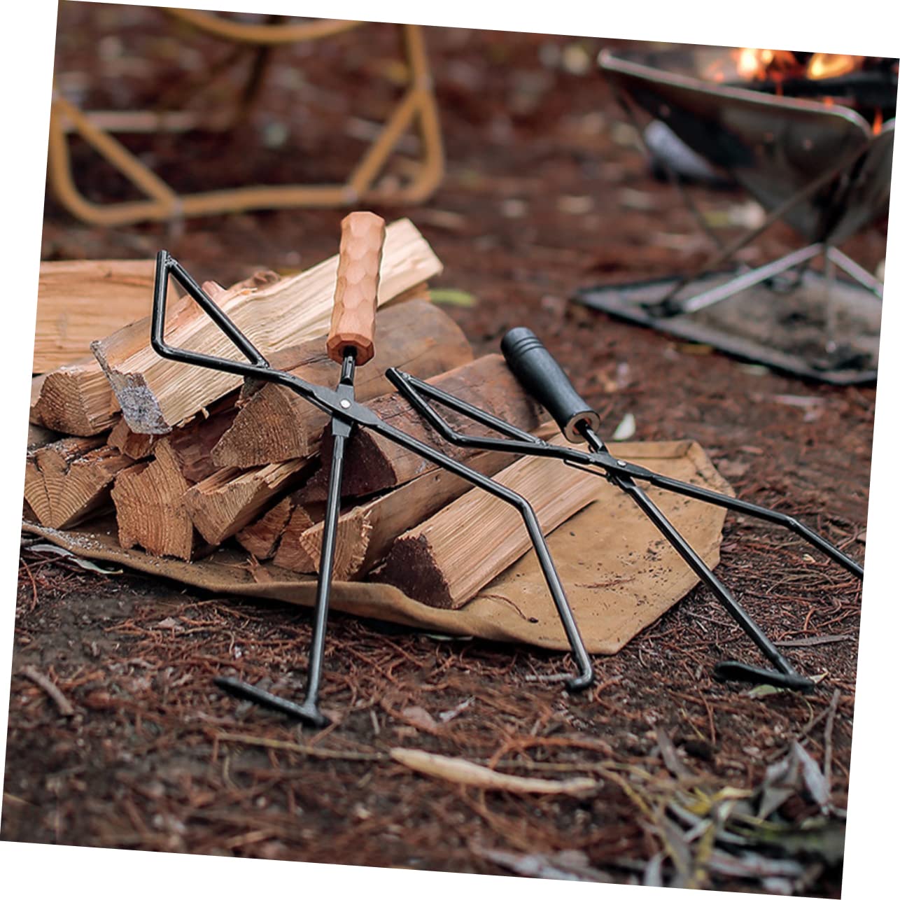 ifundom Pinze Per Tronchi Lunghe e Leggere Pinze Per Braciere Resistenti Accessori Per Caminetti Con Manico Attrezzi Per Per Barbecue e Picnic