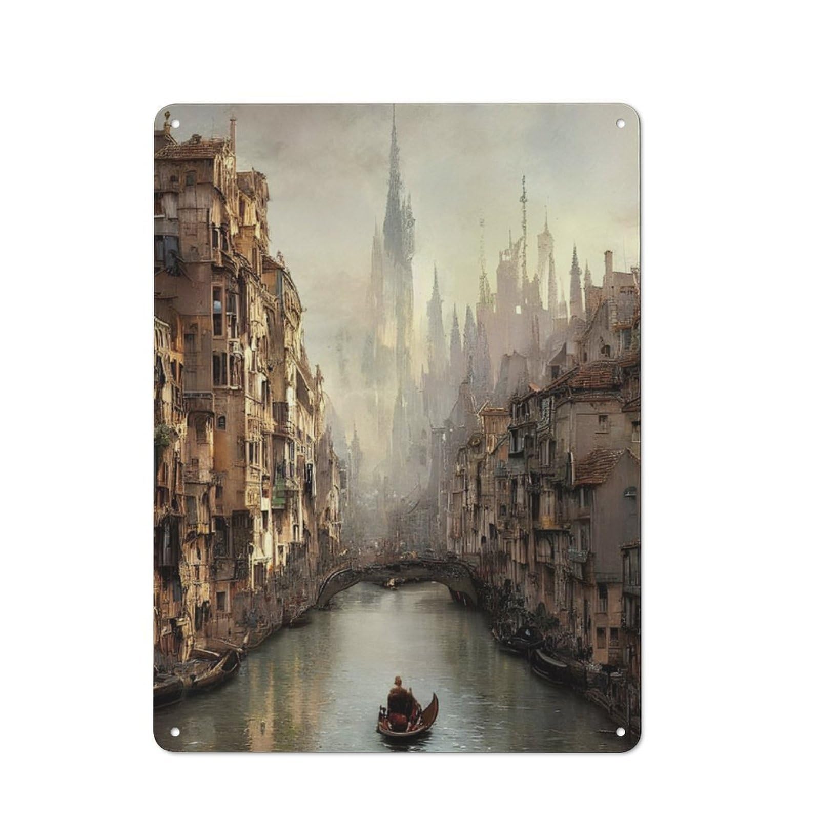 Junmoney Gondolas In Venice 40X30cm Retro Metal Sign With For Man Cave Or Games Room, Tin Sign Wall Decor For Games Rooms And Man Caves