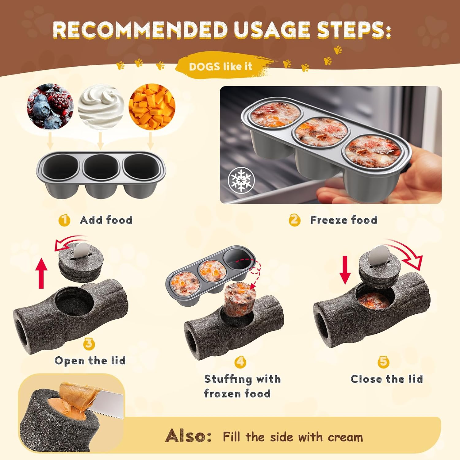 Stump Shape Nylon Dog Chew Treat Toy with Filling Tray, Large Medium Dog Chew Toys for Teeth Grinding, Dogs Puzzle Interactive Toy for Slow Feeding to Keep Pet Healthy image 3