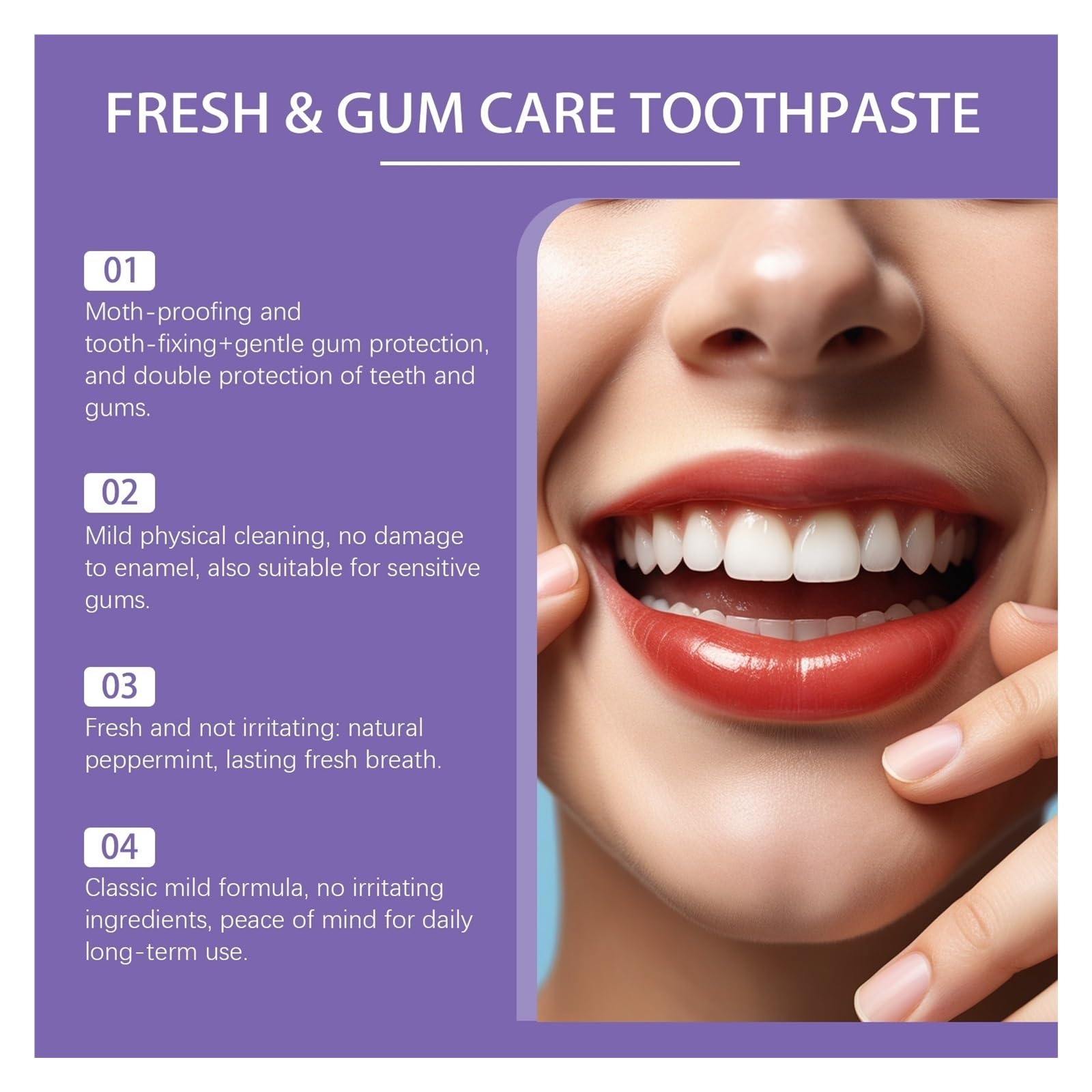 100 ml de pasta de dientes calmante for las encías | Textura de ungüento, reduce las molestias del cepillado, proporciona una limpieza dental básica.(3pcs)