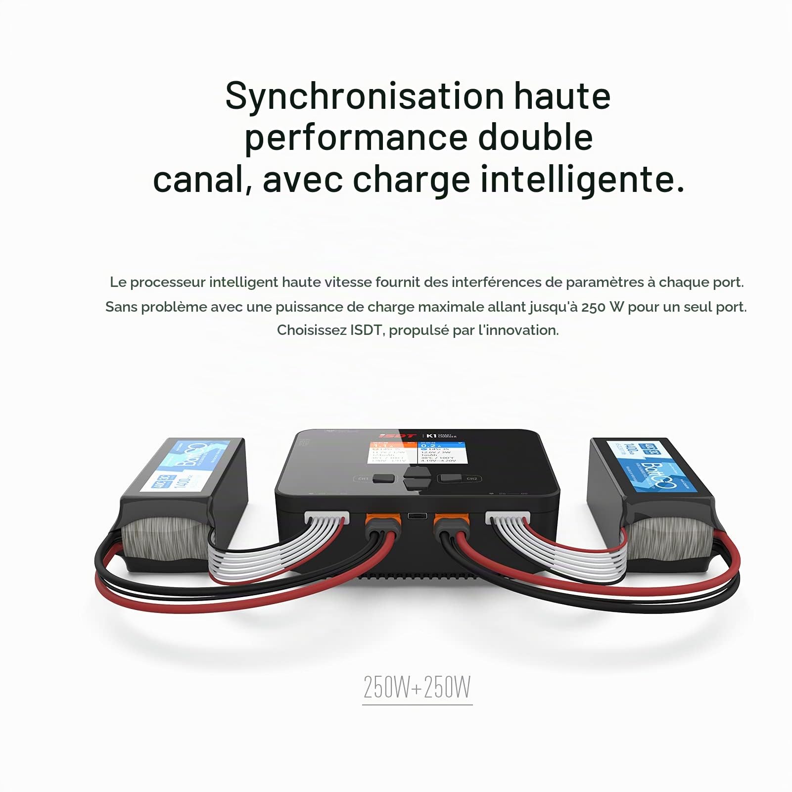 ISDT K1 Lipo Chargeur de batterie AC 100 W / DC 250WX2 Balance pour batteries Life/Lilon/LiPo 1-6S/ LiHv/Pb/NiMH RC