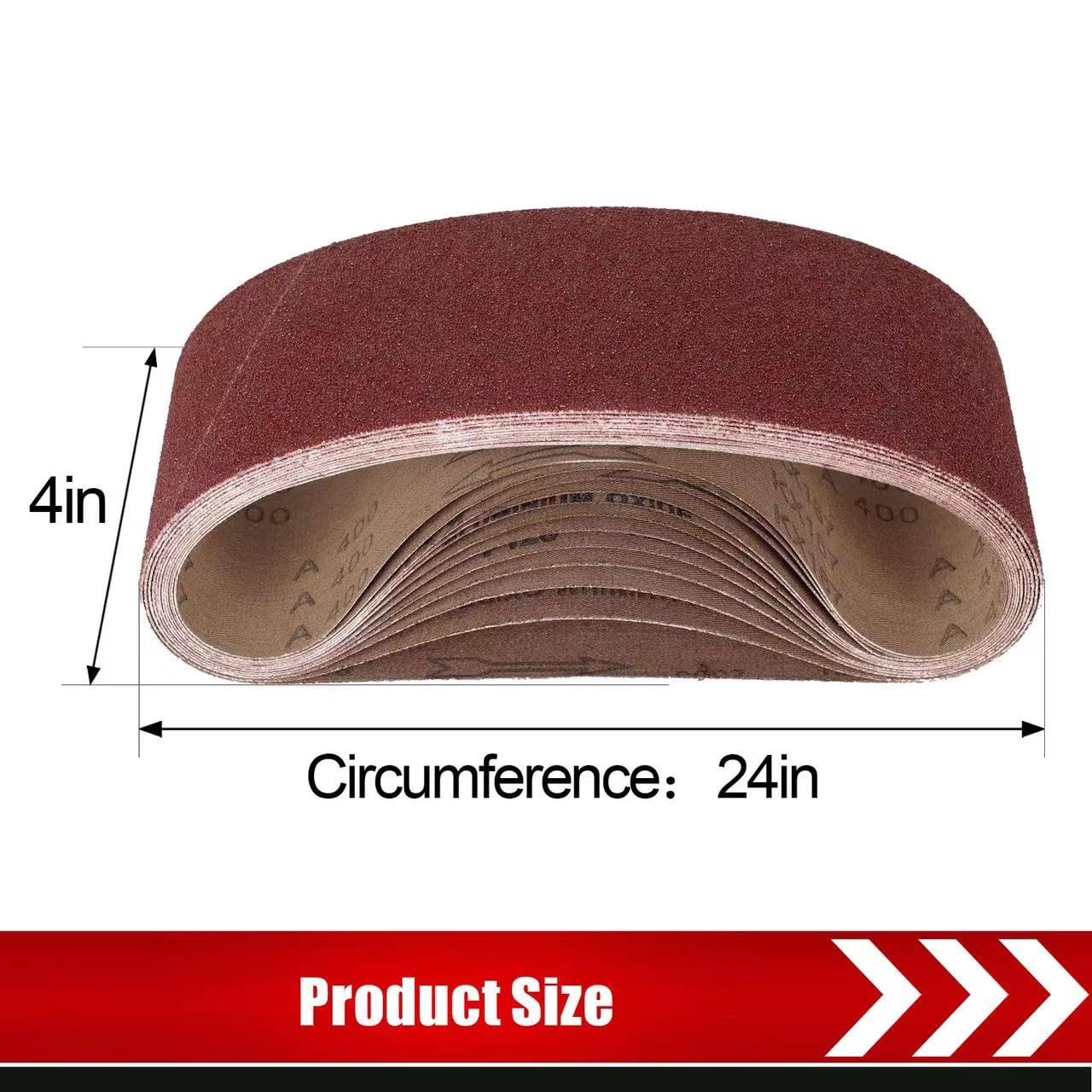 BOSHCRAFT Taśmy szlifierskie 1/2 x 45 cm, 24 szt. trwałe taśmy szlifierskie 60/80/120/180/240/400 różne ziarnistości taśma szlifierska z tlenku glinu do obróbki drewna