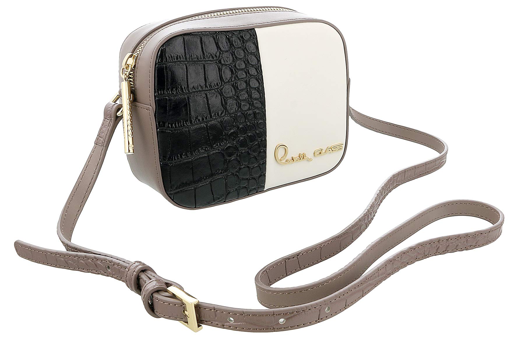 ROBERTO CAVALLIClass Taupe/Black/White Dolly Small Shoulder Bag for womens