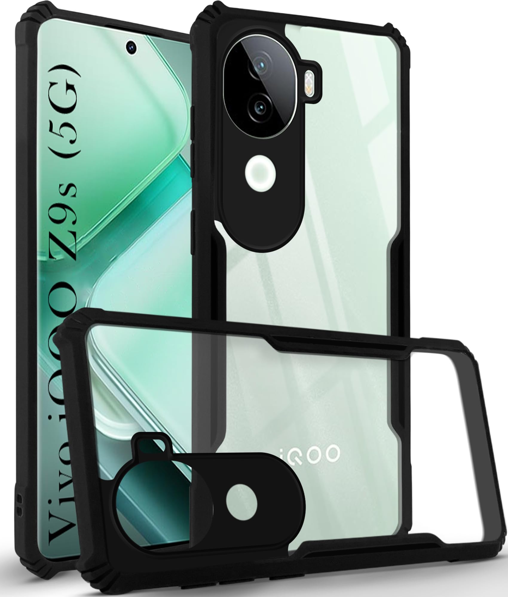 Jkobi Back Cover Case for vivo iQOO Z9s (Shockproof with Polycarbonate Clear Panel | Professional Black) (B0DJ157QKT) Amazon Price History, Amazon Price Tracker