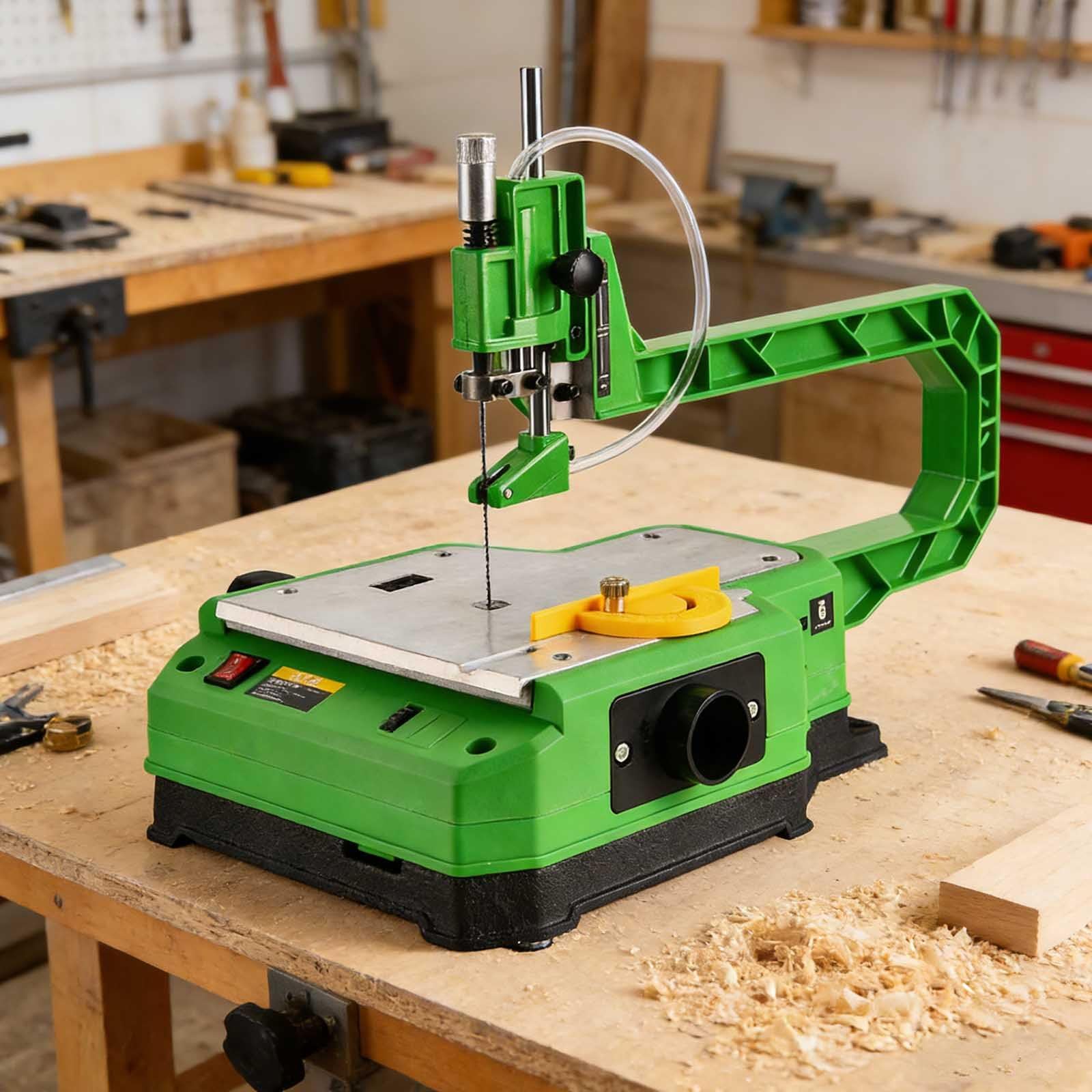 GYKOZY Electric Woodworking Jigsaw - Compact Benchtop Speed Scroll Saw,6-7 Variable Speeds,Heavy-Duty Electric Scroll Wire Saw 6blades (6blades)