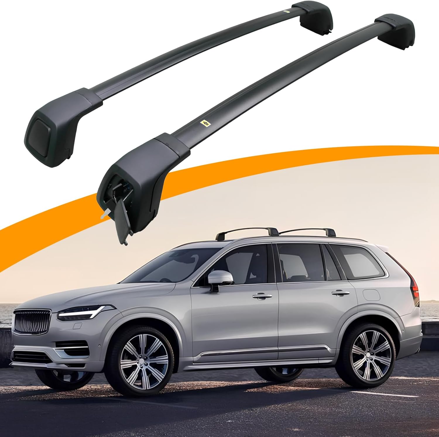 Snailfly Upgraded Crossbars Fit for 2015-2026 Volvo XC90 Lockable Roof Rack Cross Bars Cargo Accessories, Work for Flush Side Rails SN-XC90-C83V0X