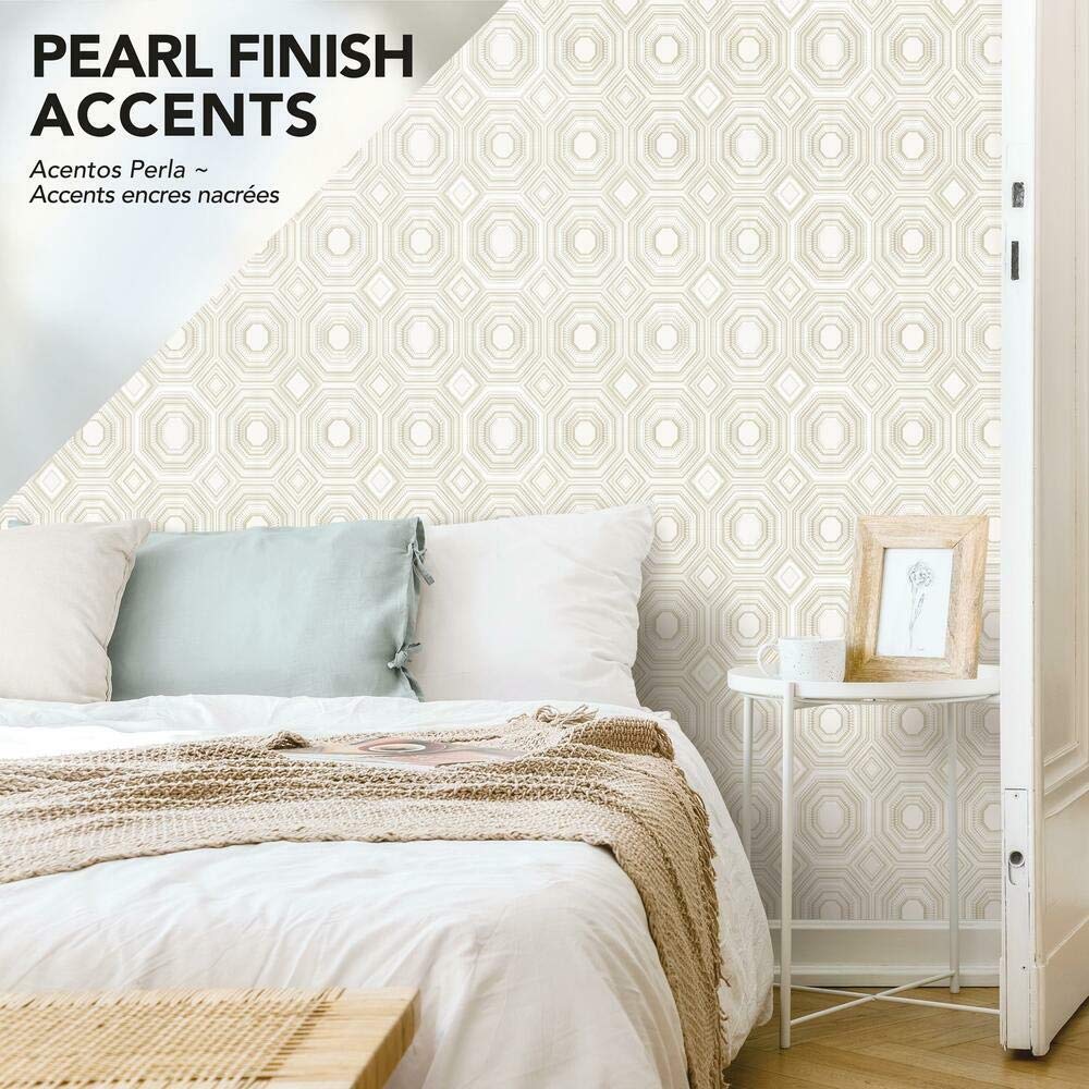 RoomMates Bees Knees Beige Peel and Stick Wallpaper, 52.1 x 502.9 cm - Image 2