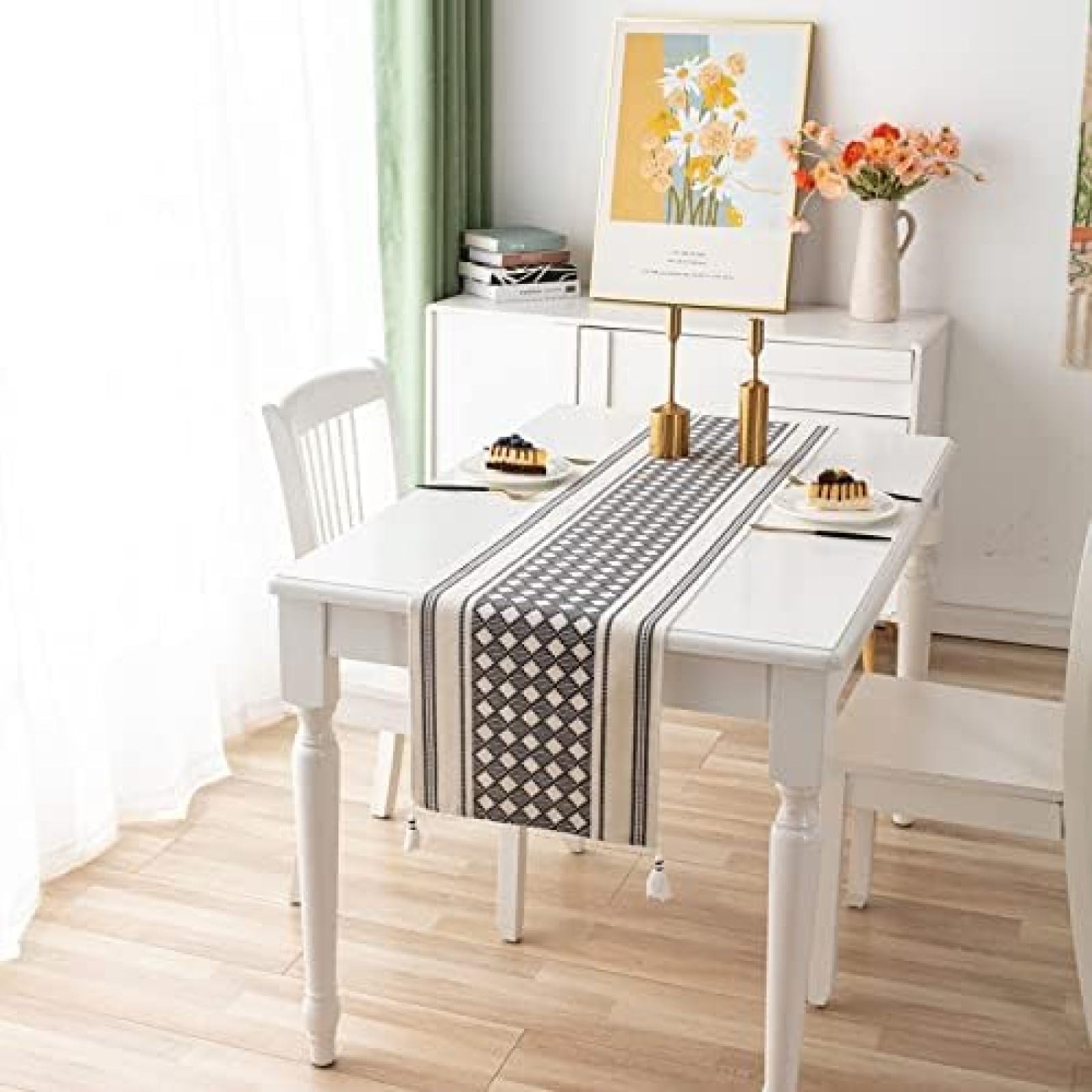 Runner Da Tavola Runner Da Tavola Geometrici Neri Per Decorazioni Natalizie Per Matrimoni, Tovaglie Antiscivolo, Decorazioni Moderne Antimacchia 30x220 Cm