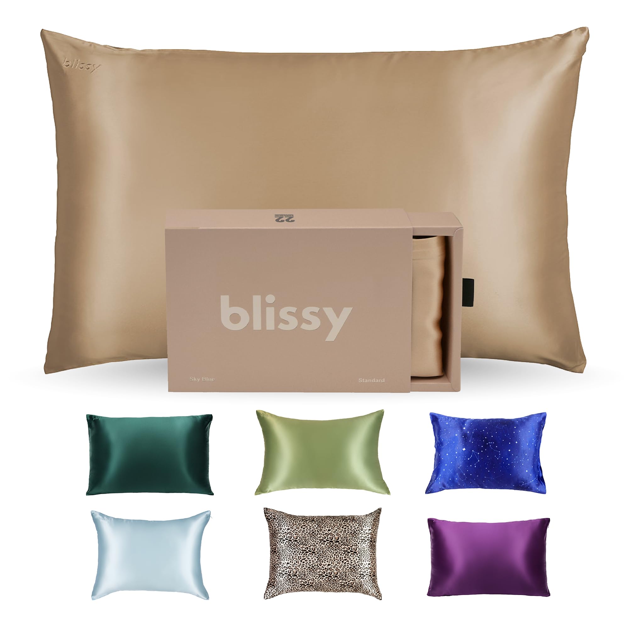 Photo 1 of Blissy Silk Pillowcase - 100% Pure Mulberry Silk - 22 Momme 6A High-Grade Fibers - Silk Pillow Cover for Hair & Skin - Regular, Queen & King (Taupe, Queen)