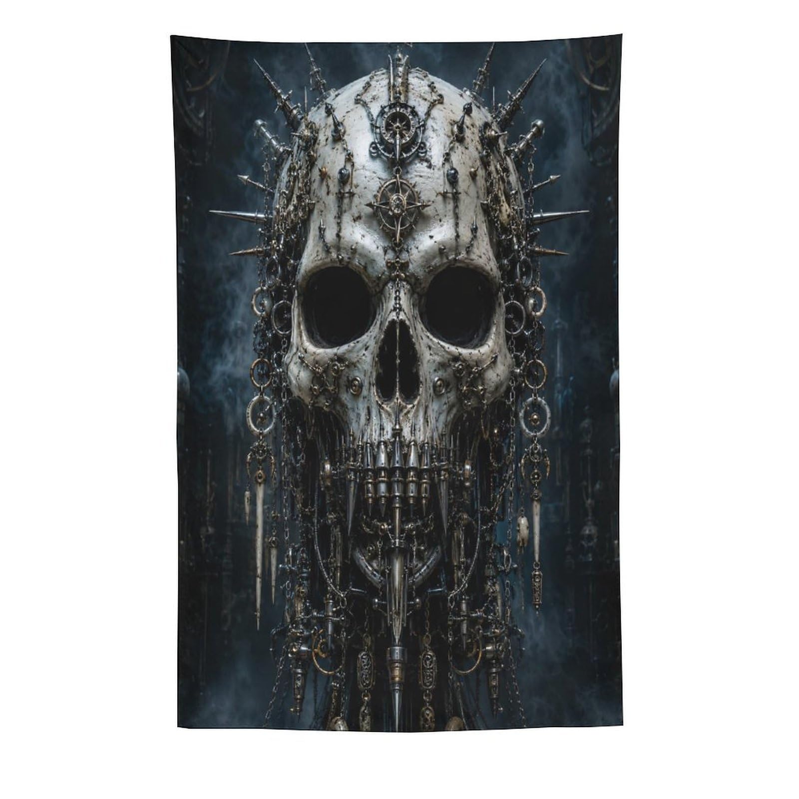H3B8U2Y5 Industrial Punk Metal Skull Wall Tapestry, Gothic Oil, Bed