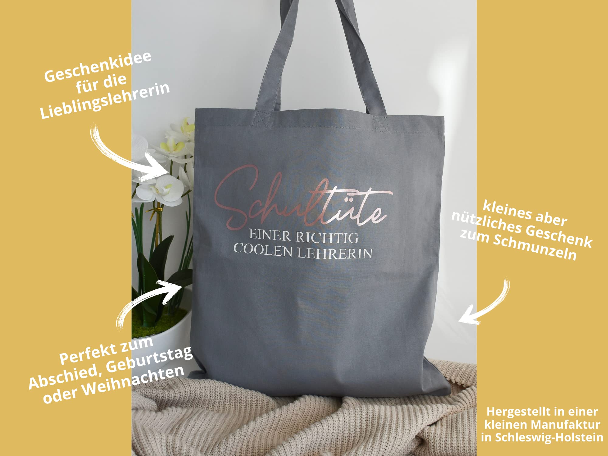 Geschenk für Lehrer "Schultüte" | witziger Baumwollbeutel | Geschenkidee Abschied Lieblingslehrerin | Stoffbeutel Stofftasche für Lehrerin