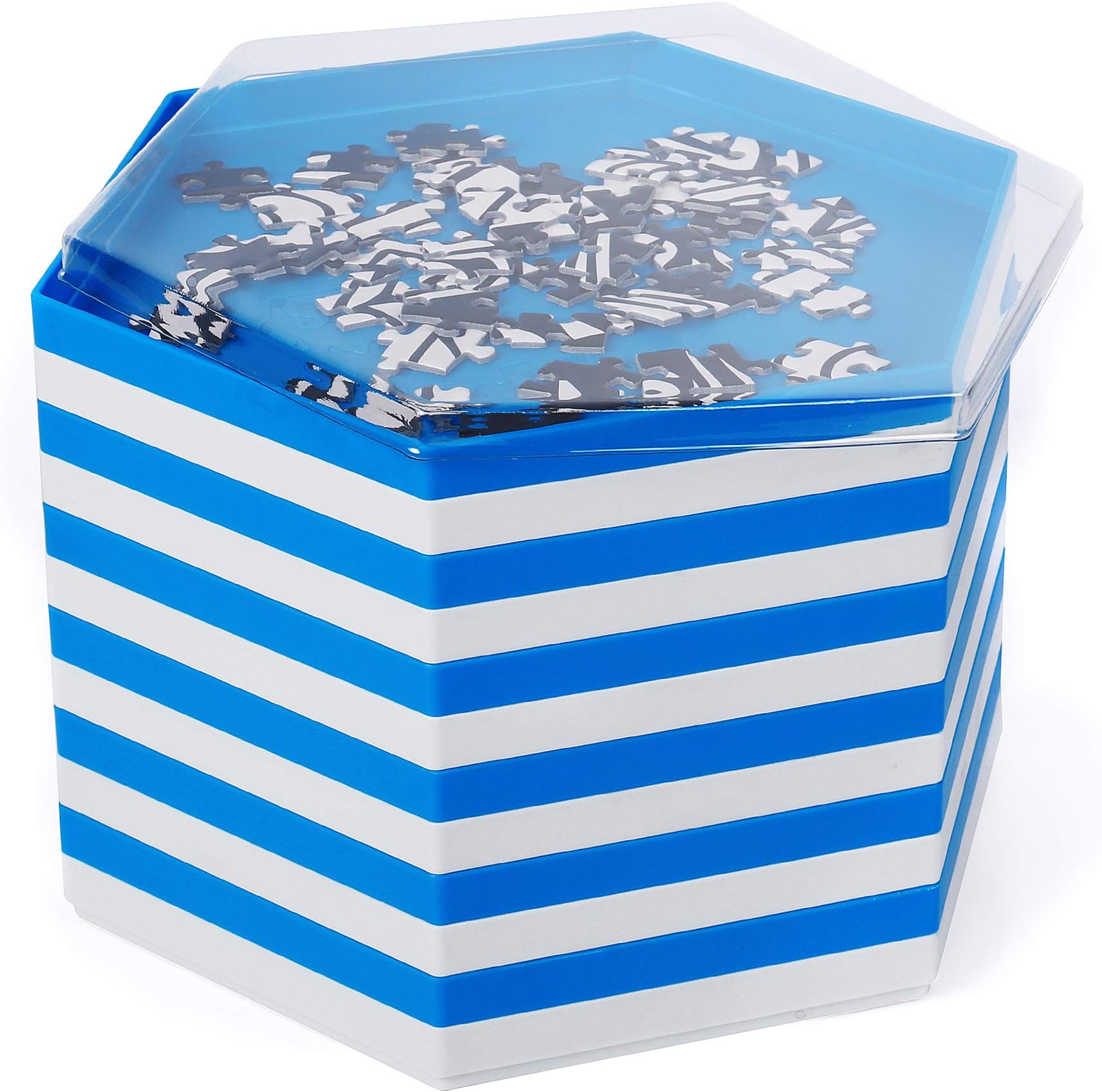Becko Stackable Puzzle Sorting Trays Jigsaw Puzzle Sorters with Lid Puzzle Accessory for Puzzles Up to 2000 Pieces, 12 Hexagonal Trays (Blue)