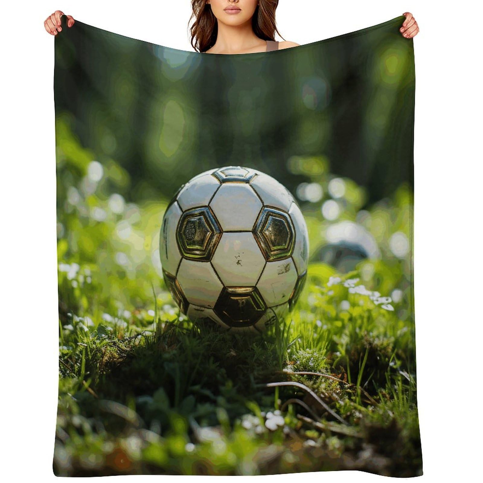 Fekiloot Style Football On The Grass Throw Blankets Camping Blanket30 X40
