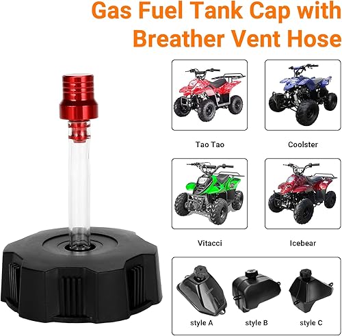 Miniatura 4 de Tapa de tanque de combustible FVRITO para Tao Tao Coolster 125cc 110cc ATV Quad 4 Wheeler 90cc 70cc 50cc NST Kazuma Roketa Sunl Baja con tubo