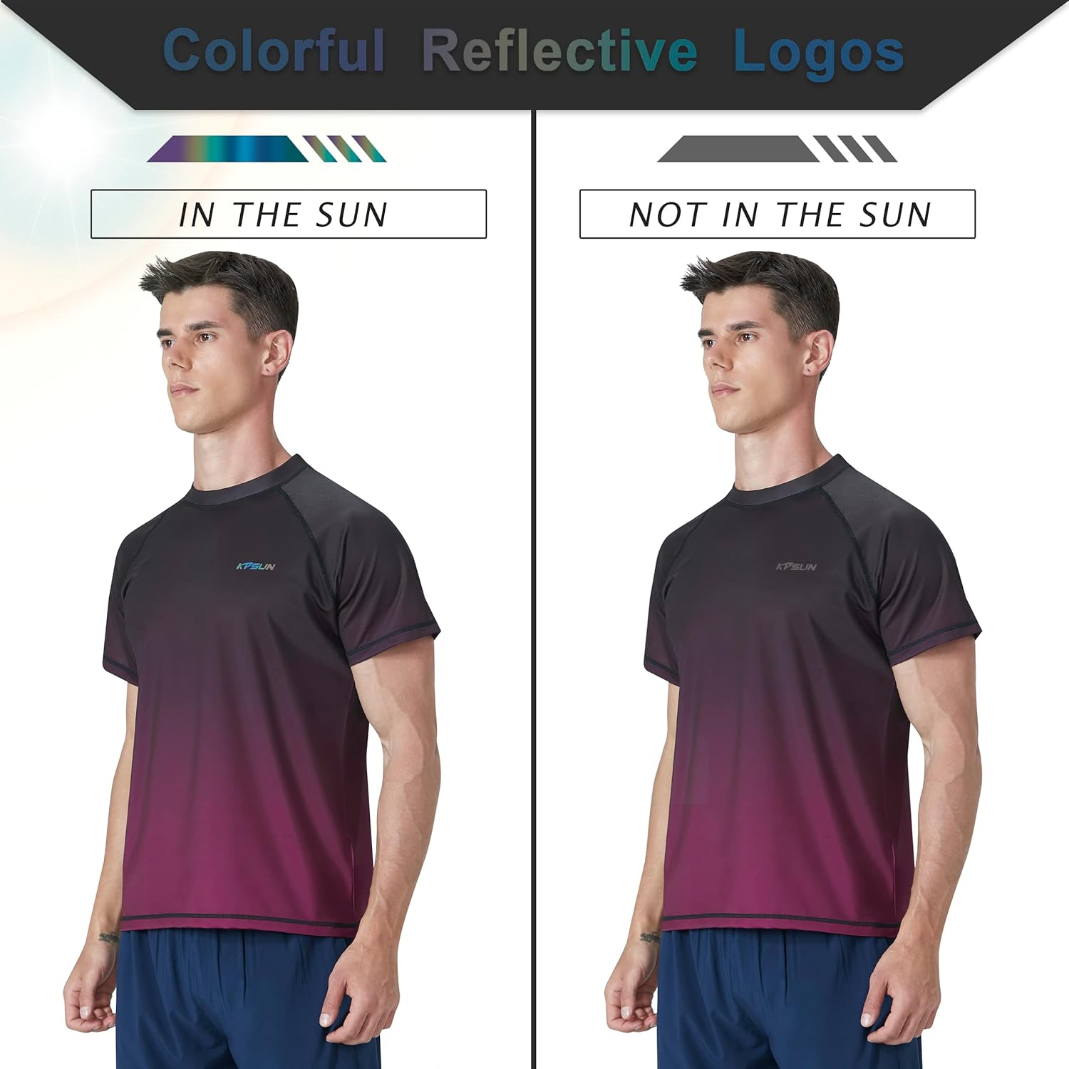 Mens Swim Shirts UPF 50+ Sun Protection Quick Dry SPF Rash Guard Outdoor Beach Fishing T Shirts - Image 3