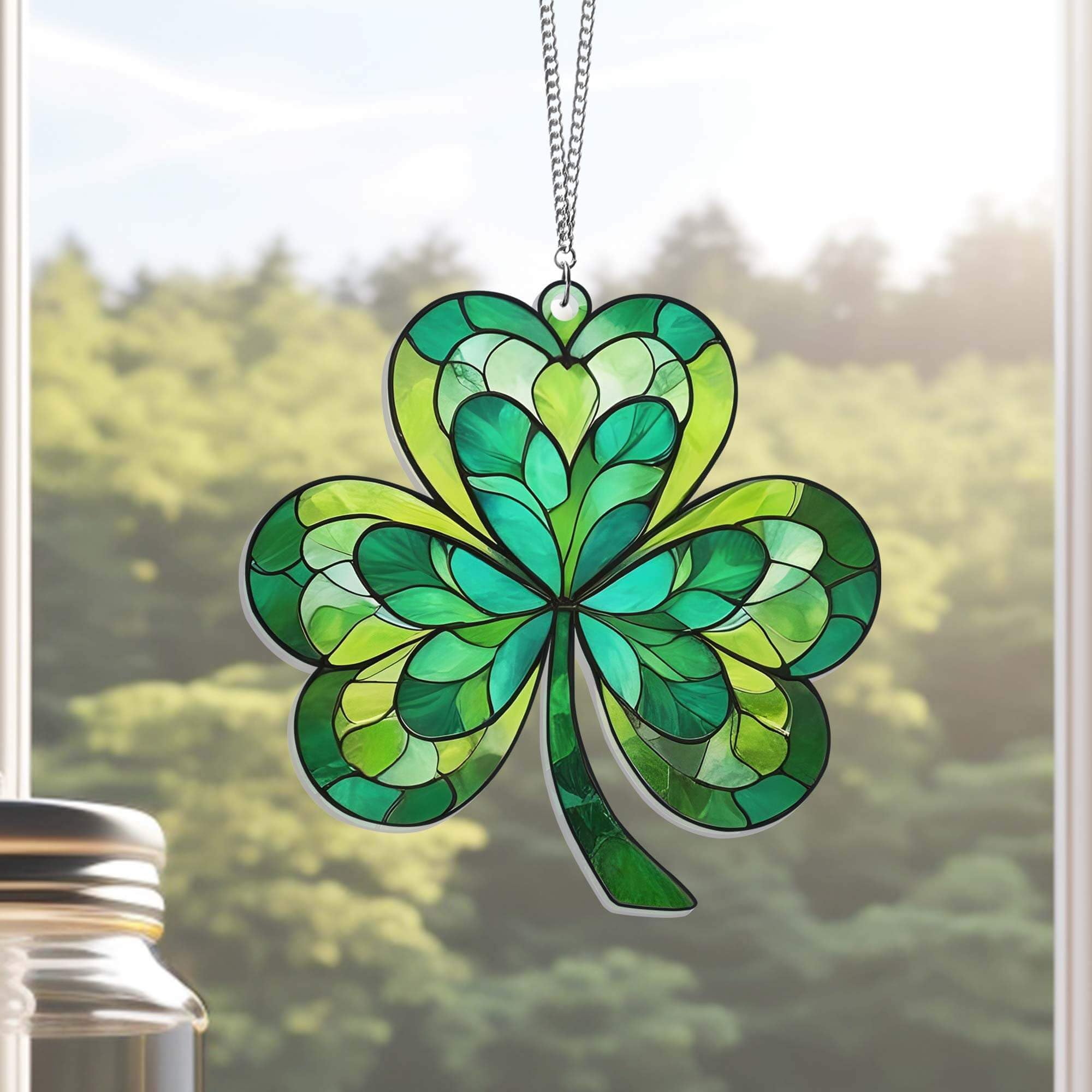 Shamrock Irish Saint Patrick's Day Suncatcher Acrylic Hanging Window MLN4093AS, 6in - Indoor, Outdoor, Home Decor, Window Suncatcher Hanging