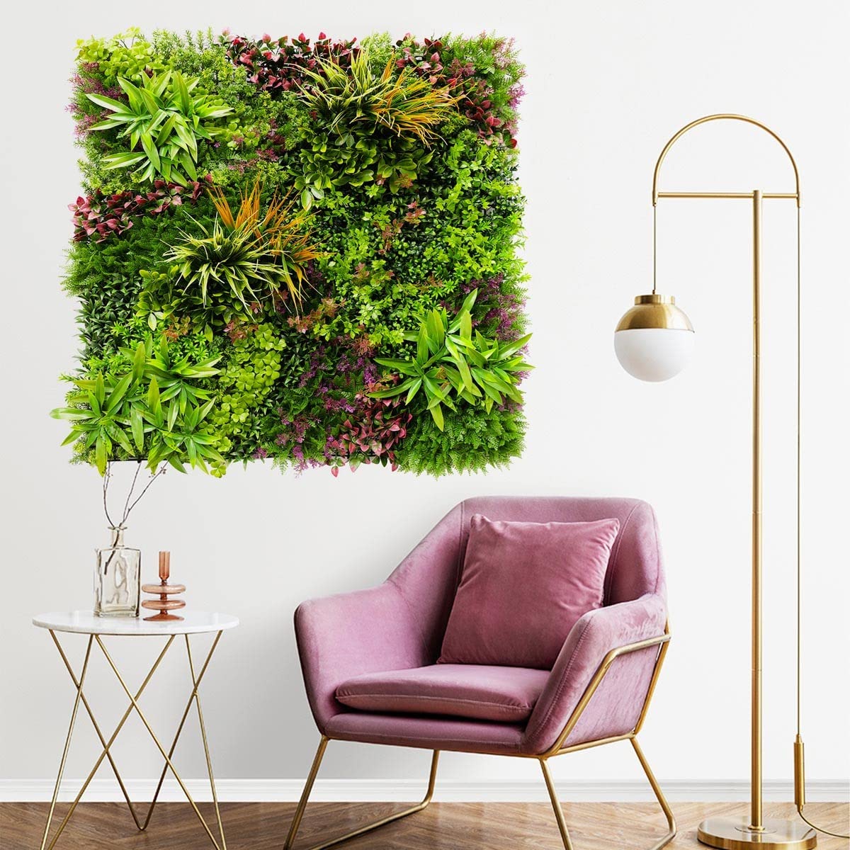SYNTHAIETIK Mur Végétal Artificiel Wood Colors Prix/m² Plaque de 1m *1m décoration Murale Palette automnale vibrante