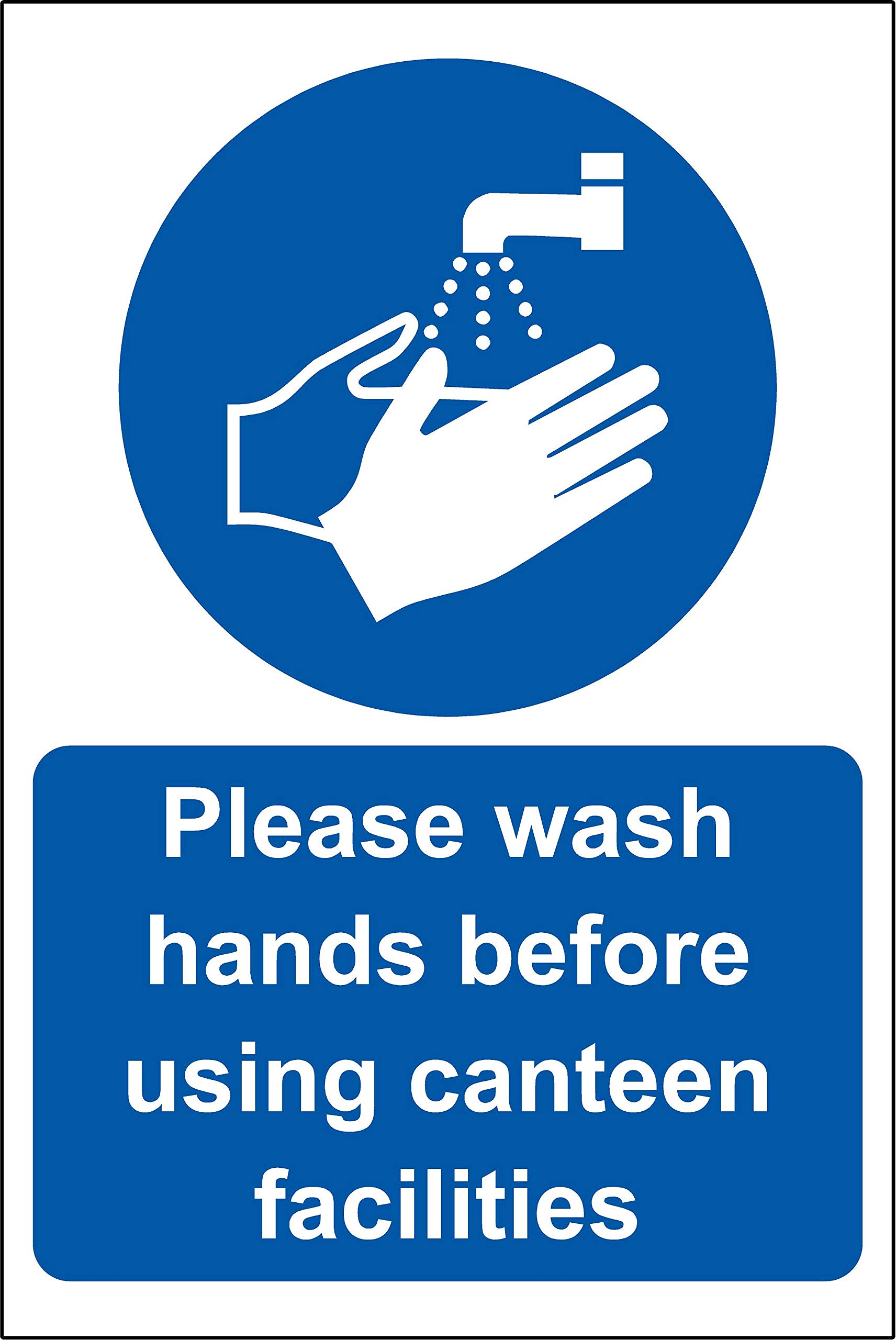 Please wash your hands before using canteen facilities Safety sign - 1.2mm Rigid plastic 300mm x 200mm