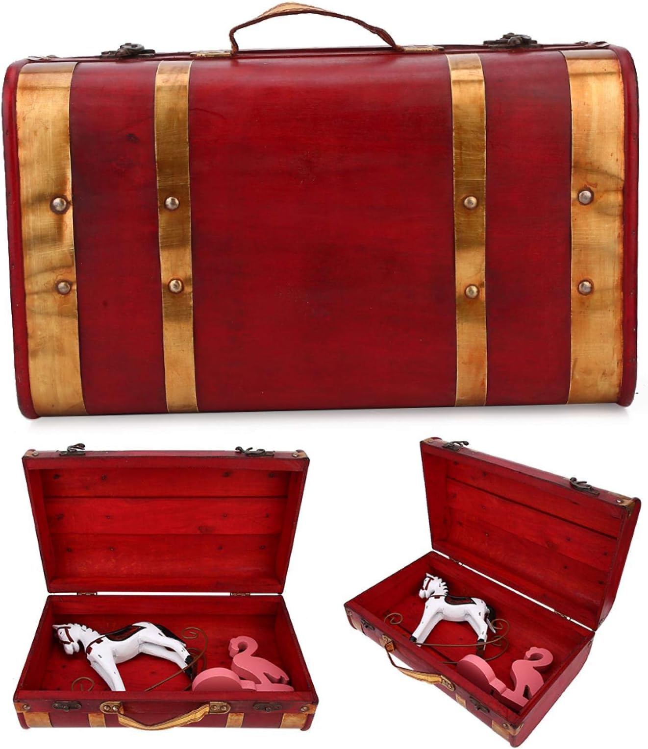 Liyong Jewelry Storage Box, Bronze Buckle Design Jewelry Box Retro Vintage for Desktop Decoration