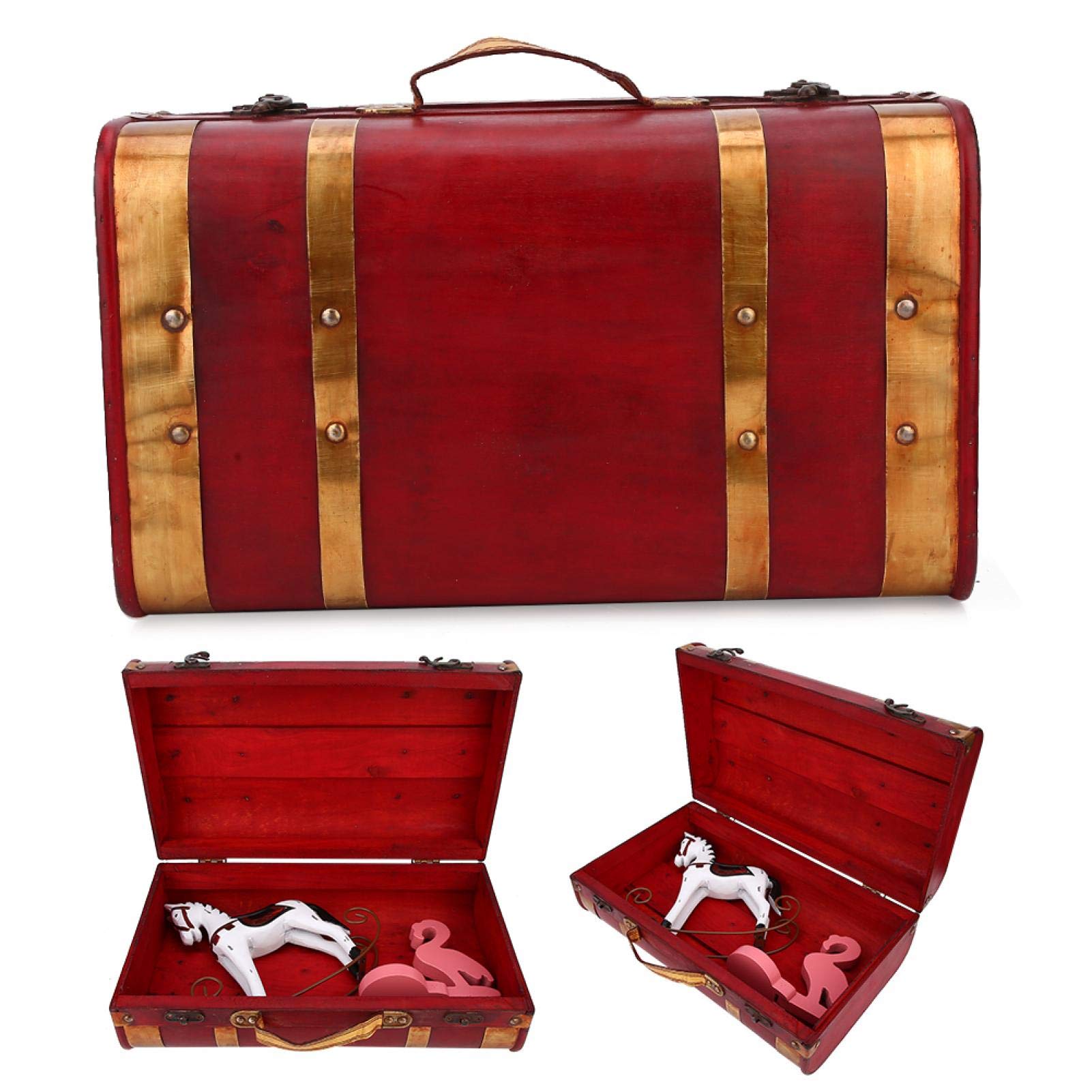 Liyong Jewelry Storage Box, Bronze Buckle Design Jewelry Box Retro Vintage for Desktop Decoration