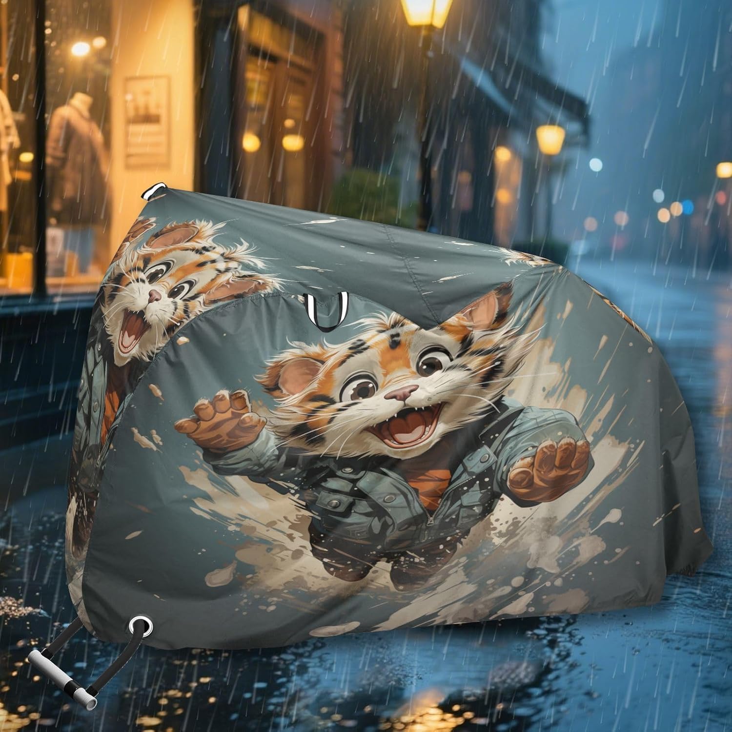 ALAZA Cute Tiger Bike Cover Waterproof Outdoor Ebike Bicycle Covers Tarp Protection for 1/2 Bikes, Sun UV Dust Wind Proof