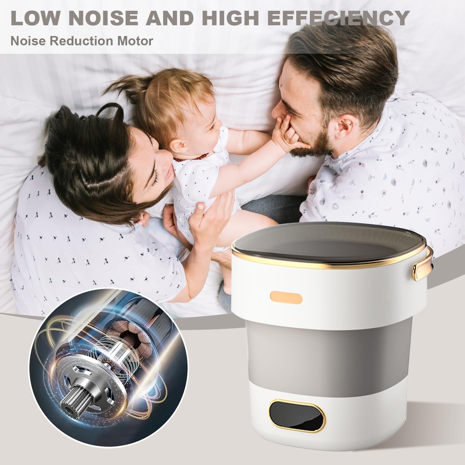 Portable Washing Machine,16L 2KG Upgraded Mini Washing Machine,3 Washing Modes with Spin Basket,Deep Cleans Small Items,Foldable Design for Dormitories,Apartments,Homes, and Camping (Gray) - 4