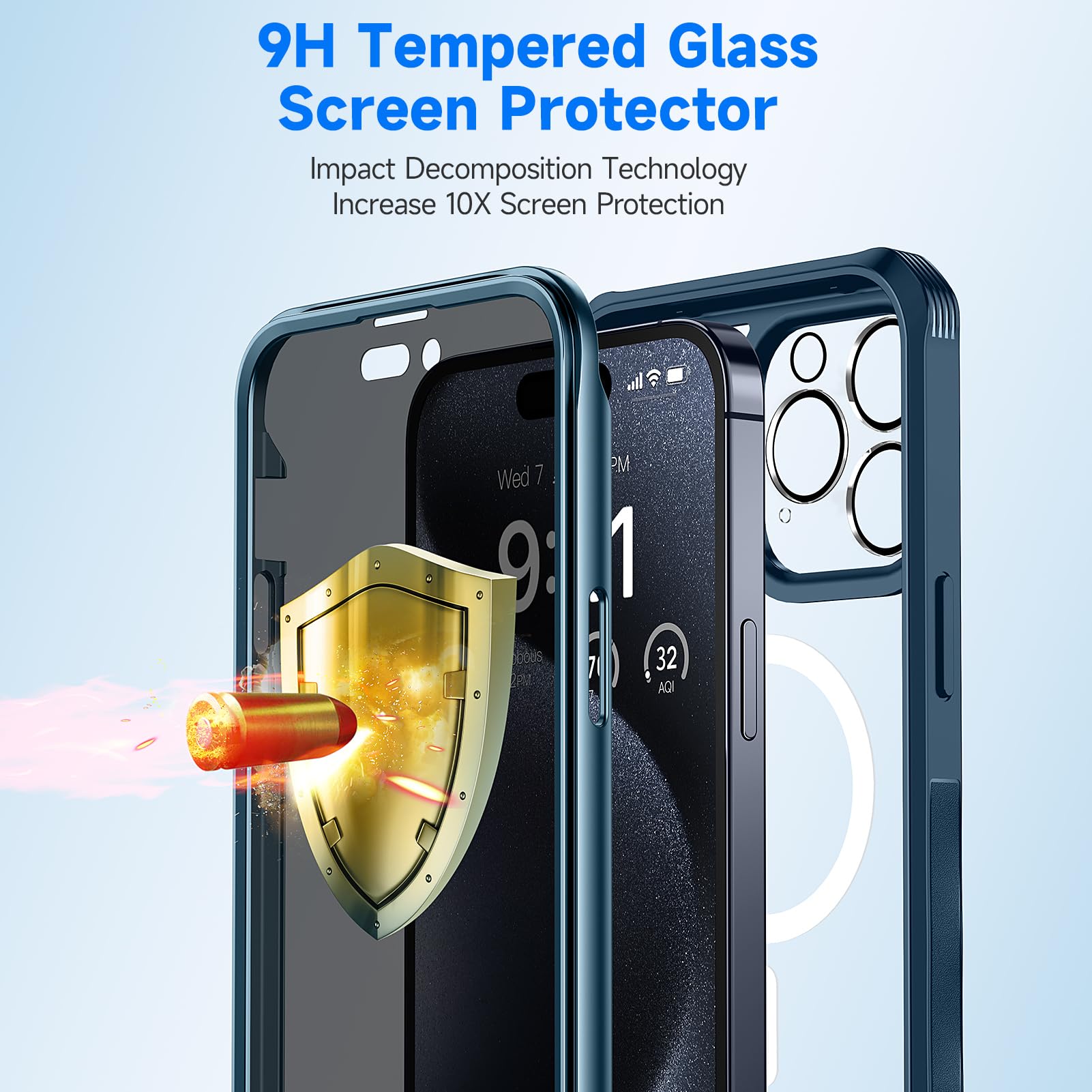 seacosmo Magnetic iPhone 15 Pro Max Case with Privacy Screen Protector and Camera Lens Protector - Image 4