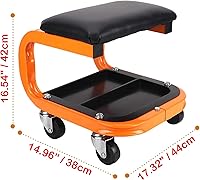 Vista 3 de Taburete de taller rodante resistente, silla mecánica con ruedas, taburete rodante de capacidad de 400 libras para garaje con ruedas, asiento