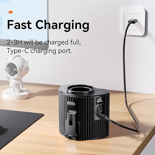 Miniatura 4 de Ventilador portátil, ventilador de cintura recargable, mini ventilador de cinturón de flujo de aire fuerte de 11000 RPM, 5 velocidades, ventiladores