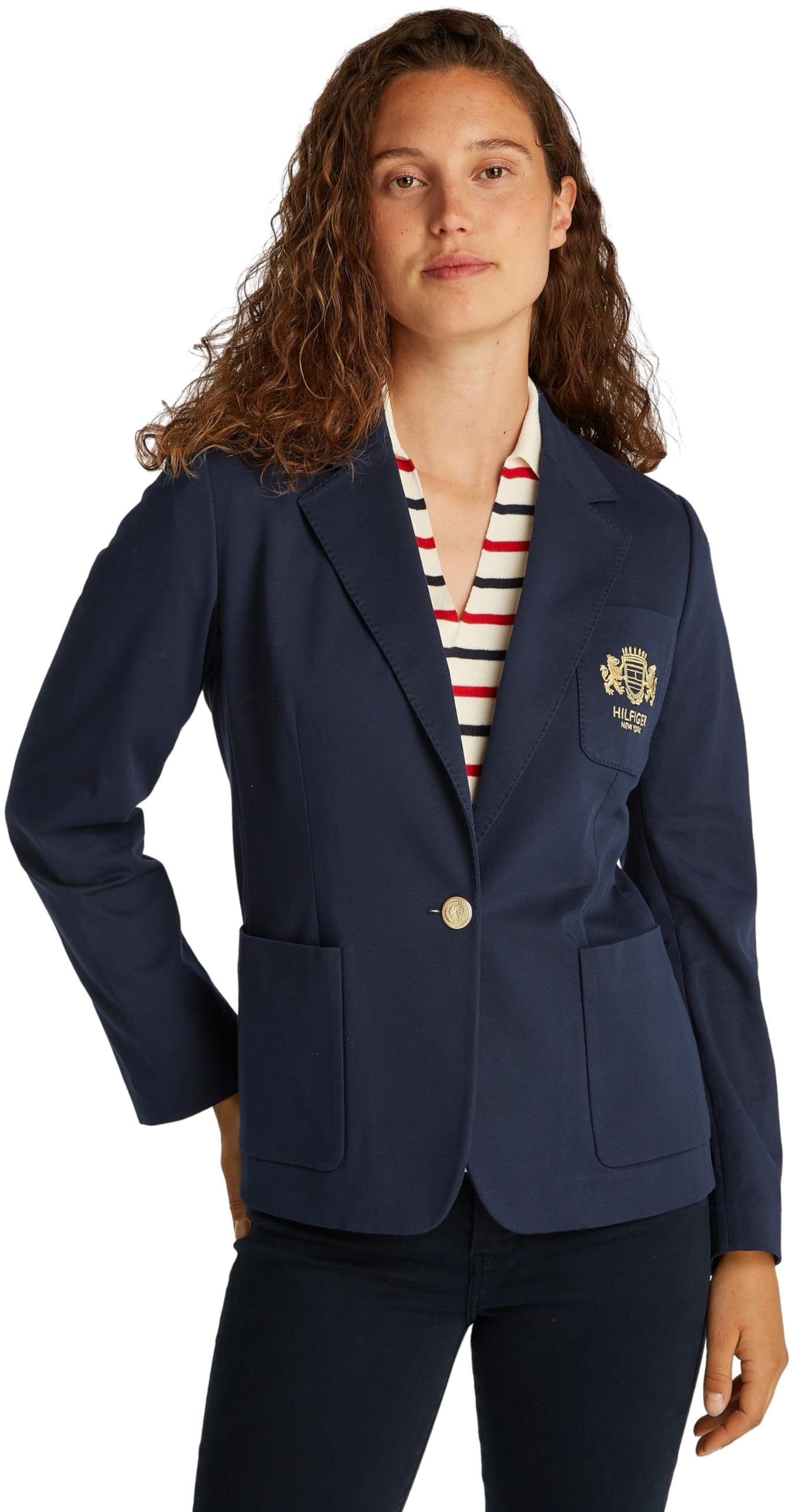TOMMY HILFIGER DZIANINOWA PIQUE SLIM SB BLAZER WW0WW44744 Kobiety Knitted Pique Slim Sb Blazer Ww0ww44744