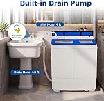 Giantex Portable Washing Machine, 20LBS Twin Tub Mini Compact Laundry Washer Spinner Combo with Drain Pump, 12Lbs Washer and 8Lbs Spinner for Apartments, RVs, Dorms, Blue+White
