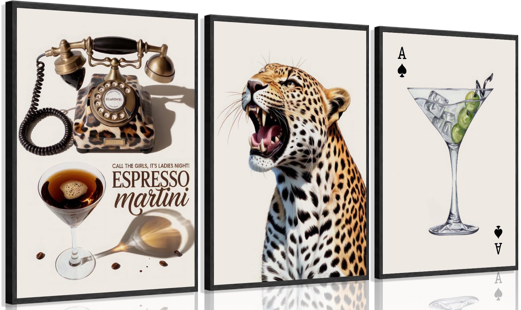 LMYSXAOZ 3Pcs Unframed Leopard Canvas Wall Art Trendy Cheetah Decor Painting Pictures Espresso Posters Prints Preppy Aesthetic Artwork for Women Bedroom Bar Decorations 12x16inch