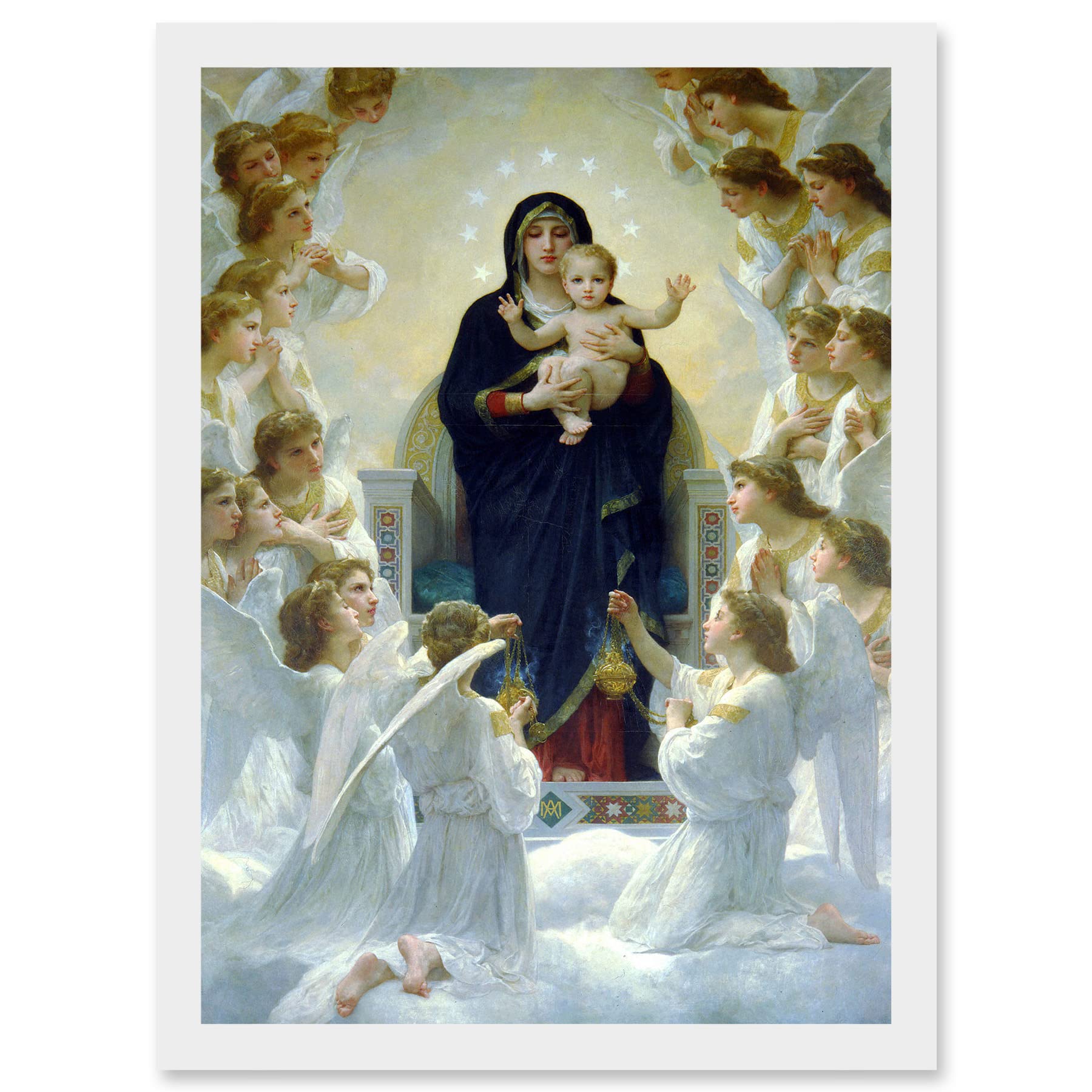 Artery8 William Adolphe Bouguereau Virgin With Angels Old Painting Artwork Framed Wall Art Print A4