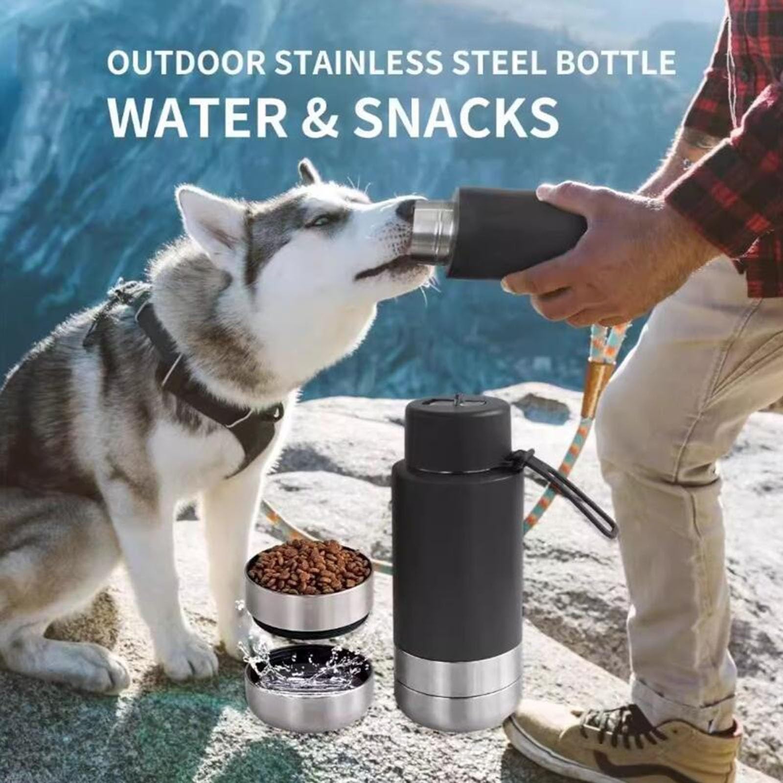 Edelstahl Hundetrinkflasche 950ml Auslaufsichere Wasserflasche für Hunde für Hunde & Katzen - Camping Reise & Outdoor Spaziergang BPA-frei(Orange)