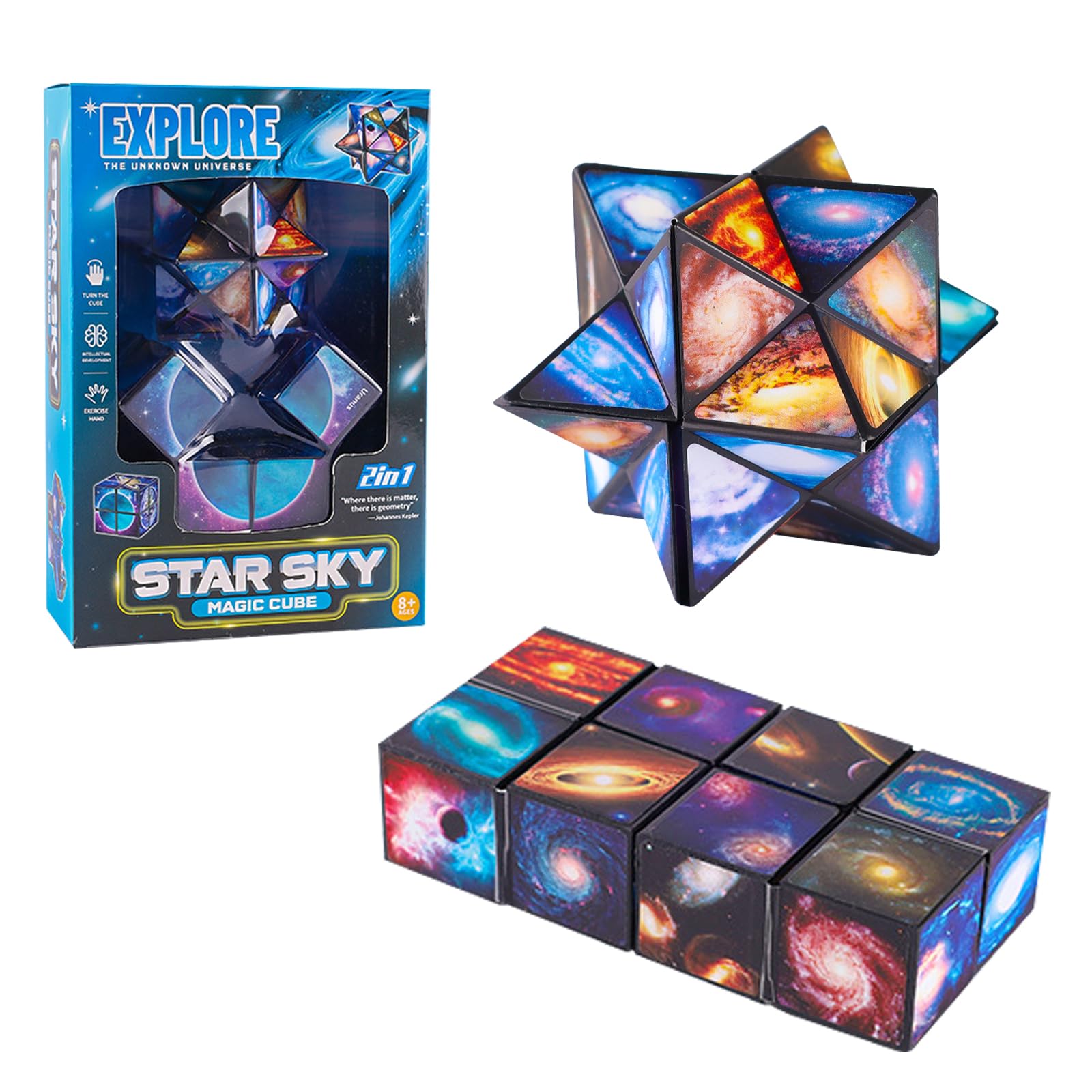 LUNAMY 2 Pcs Starry Sky Magic Cube Set Infinite Magic Cube 3D Puzzle Magic Cube Durable Toy Puzzle Magic Cube Stress Reducing Toy for Children and Adults