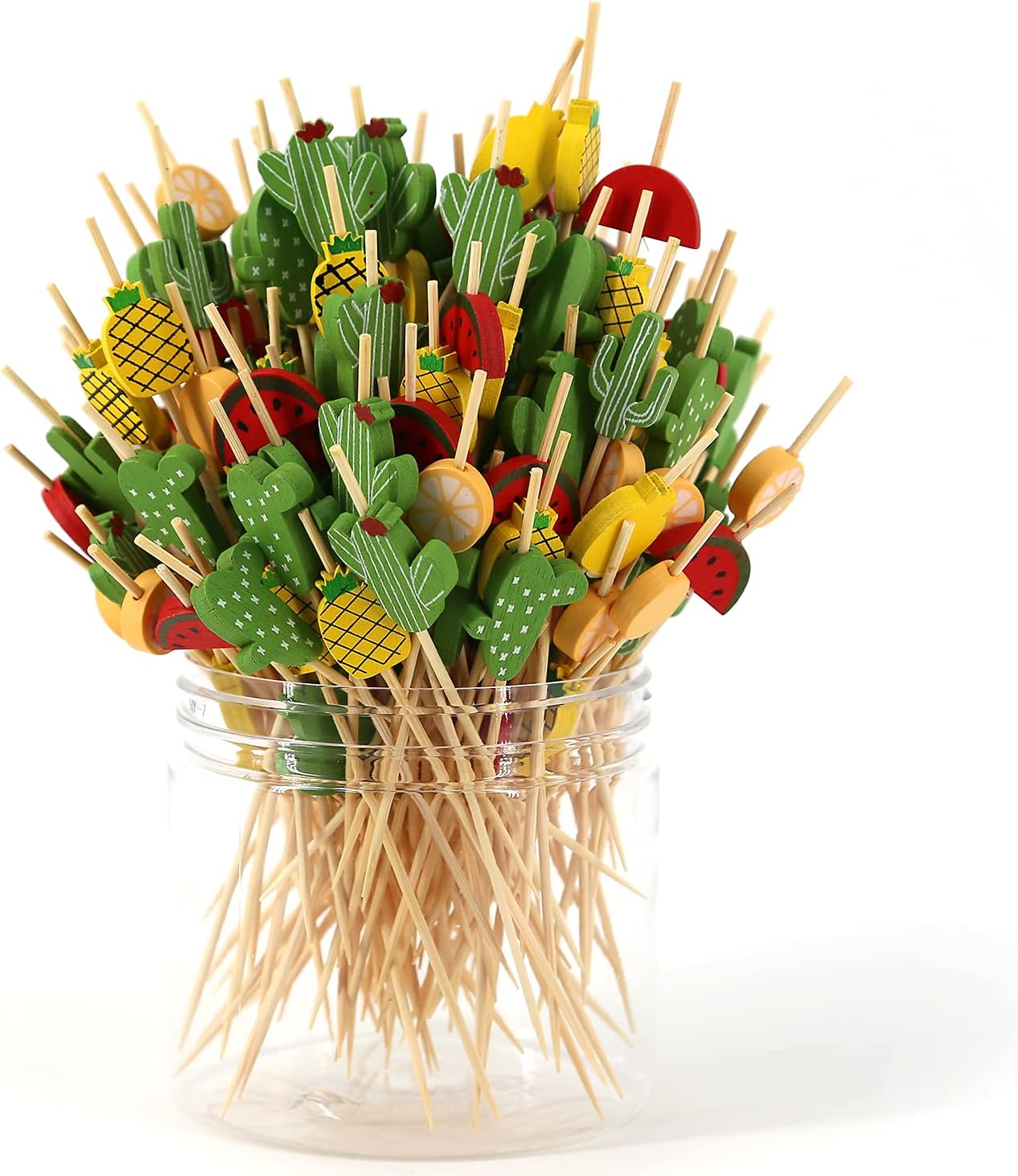 Bamboo Cocktail Picks 200 Pack – Flamingo Toothpicks 4.7 Inch Cocktail Sticks for Appetizers, Fruit, Cheese, Drinks, Party Supplies (Flamingo)