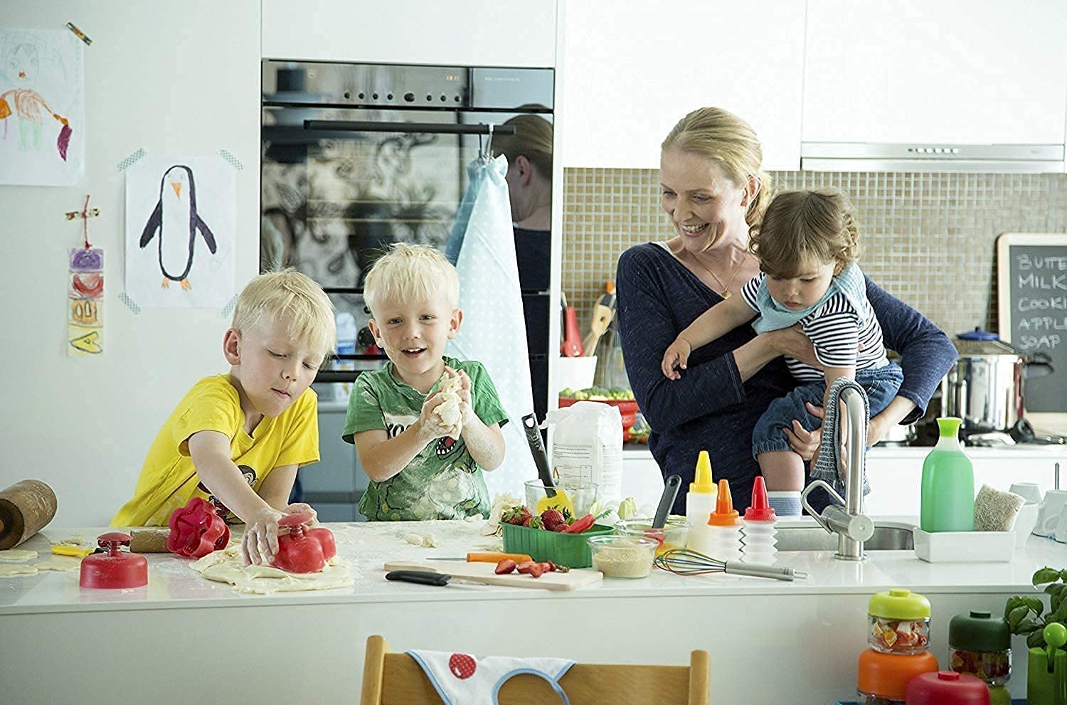 Kuhn Rikon Kinderkitchen ząbkowany nóż do cięcia dla dzieci, nóż bezpieczeństwa dla dzieci, do siekania i gotowania, 3 lata , niebieski