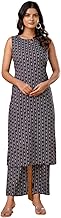 Pure Cotton Sleeveless Co-Ord Set Kurta Pant Set for Women Printed