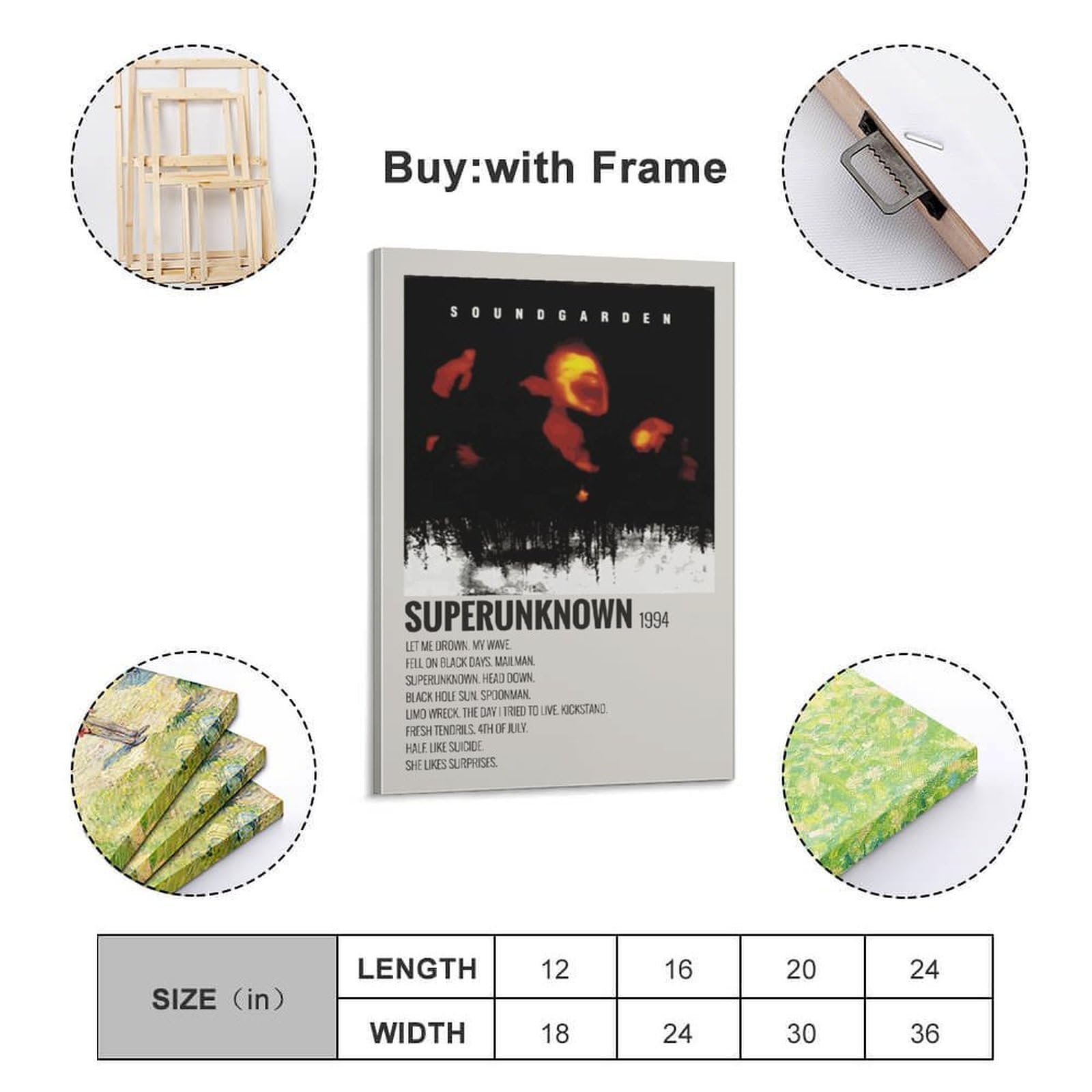Amazon.com: SUPERUNKNOWN 1994 Soundgarden Album Cover Canvas