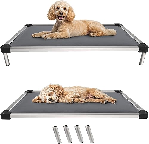 Miniatura 16 de FXW TitanNest Cama Elevada para Perros a Prueba de Masticación, Catre Elevado para Uso Interior/Exterior/Camping, Cama Acolchada para Mascotas Negro