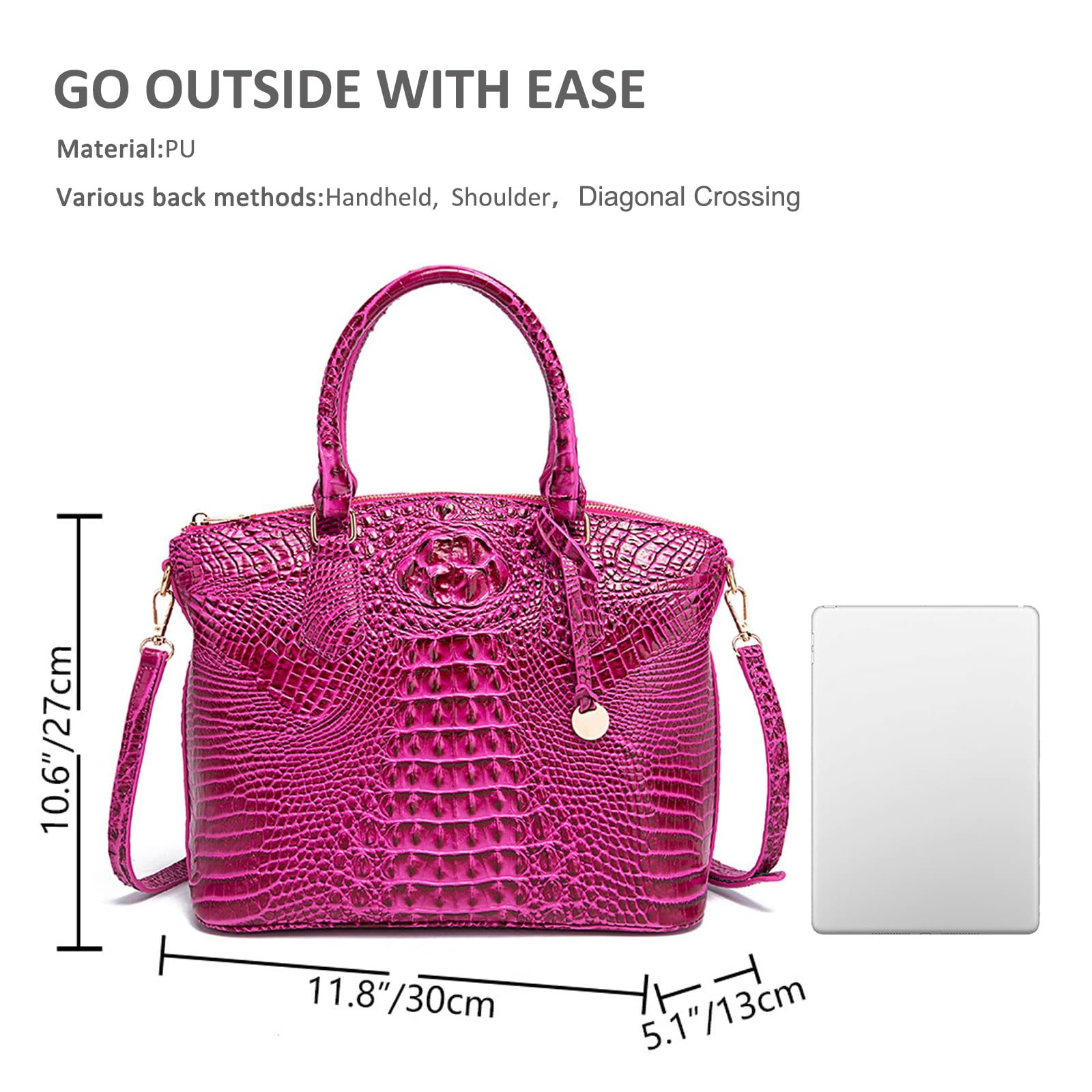 NICOLE & DORIS Sac à Main Femme Crocodile Sac Bandoulière Cuir Verni Sac Fourre Tout Mode Sac D'épaule Elégante Sac Rétro pour Le Travail Shopping Voyage