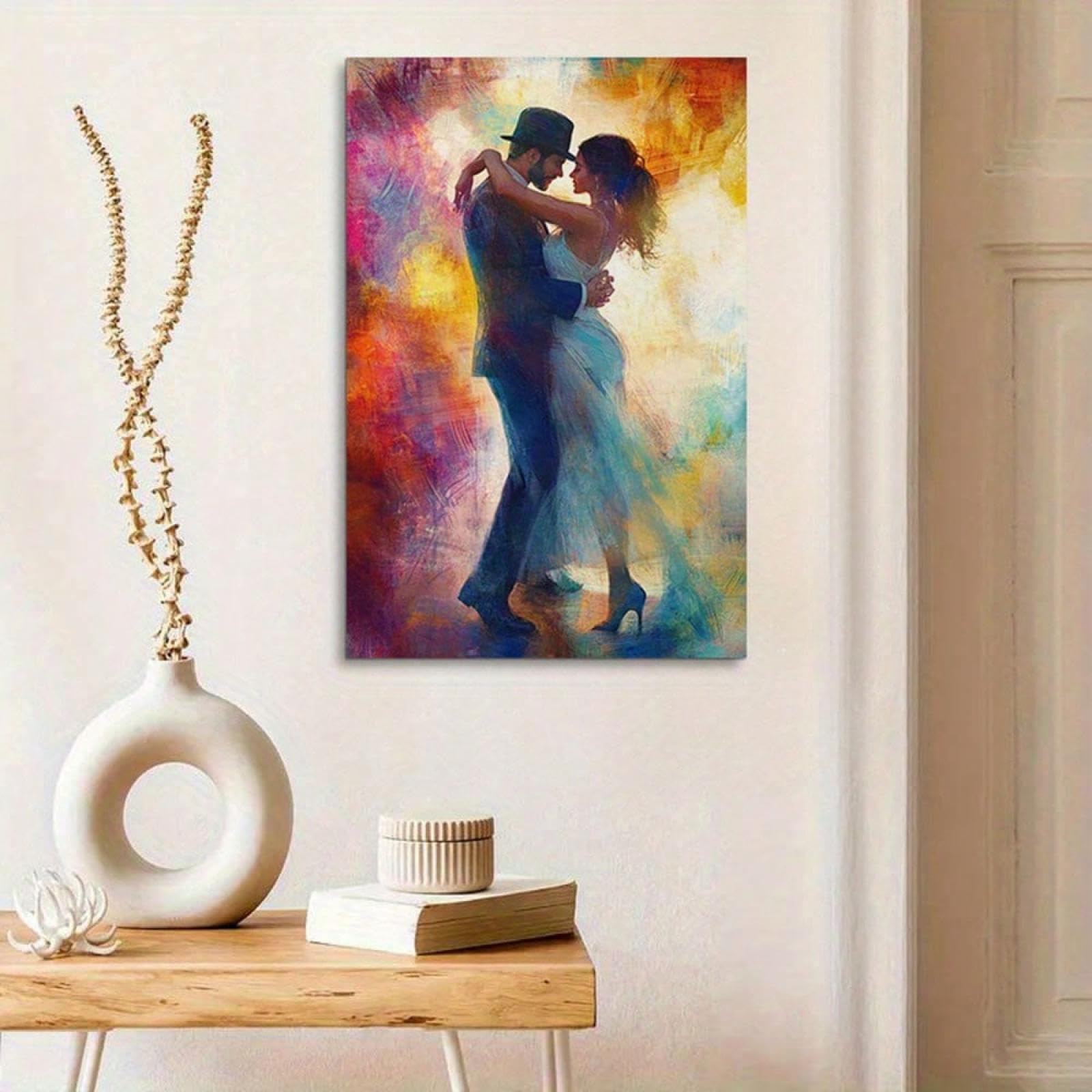 Tableau abstrait couple dansant 70x90cm toile decoration murale salon - 8