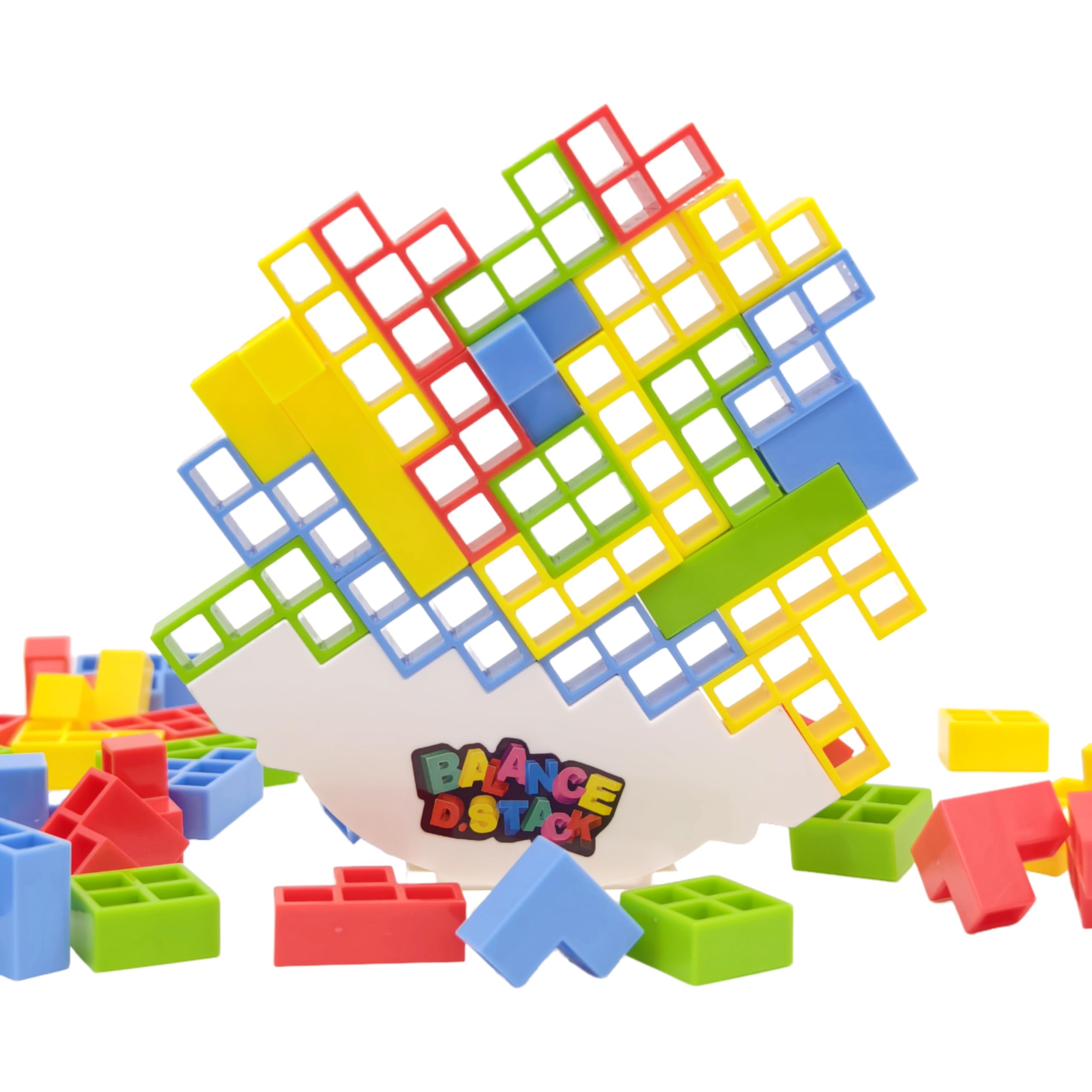 NIWWIN 64-częściowy zestaw klocków Tetra Tower Balance Stacking Blocks, gra planszowa dla 2 graczy + gry rodzinne, imprezy, podróże, zabawka zespołowa dla dzieci i dorosłych