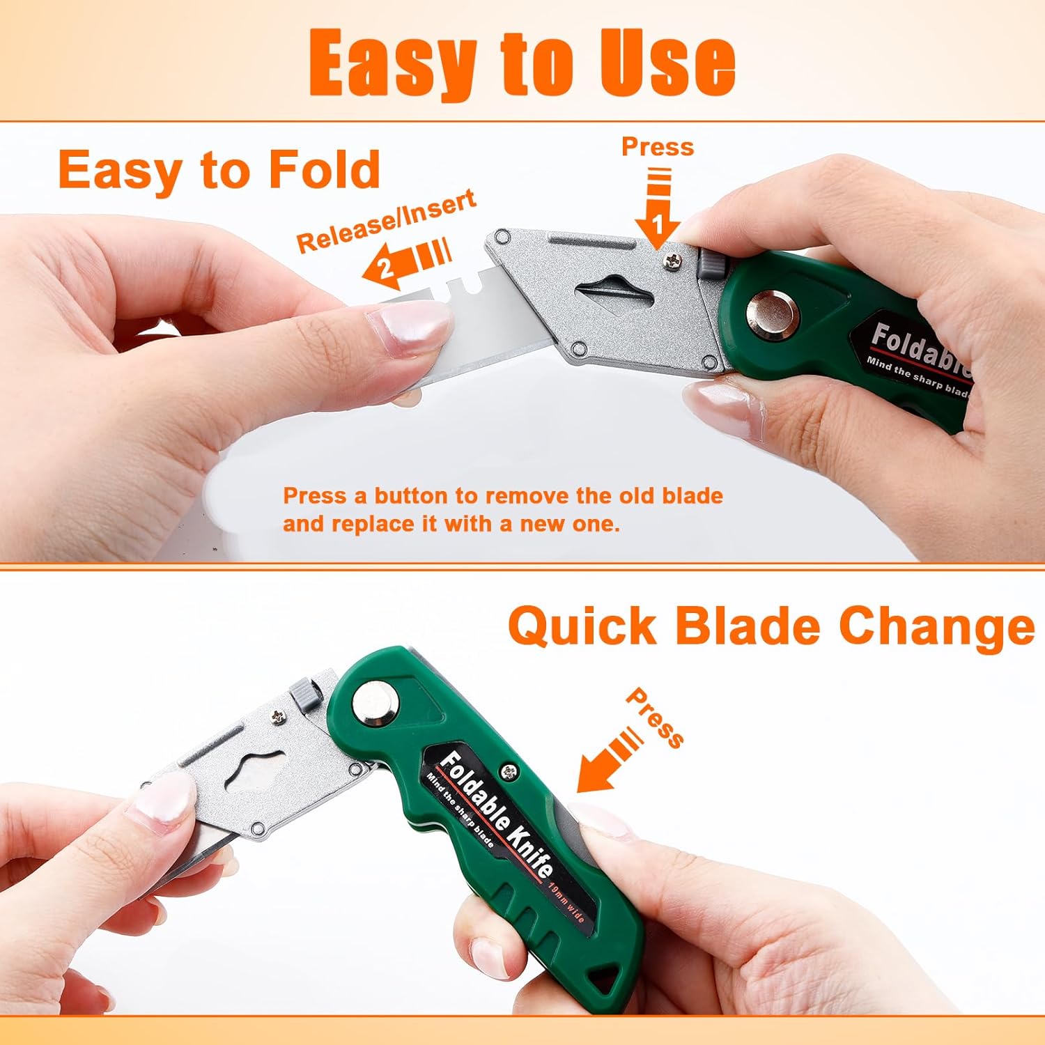 16 Pack Folding Utility Knife, Box Cutter with 30 Extra Blades, Retractable Box Cutter Knife, Heavy Duty Utility Knife for Cardboard Boxes Cartons Home Office