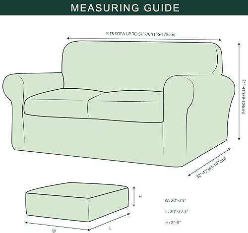 Vista 83 de CHUN YI - Funda elástica para sofá biplaza, 3 piezas, suave, lavable, con 2 fundas de cojín separadas para perros, tela jacquard de elastano a