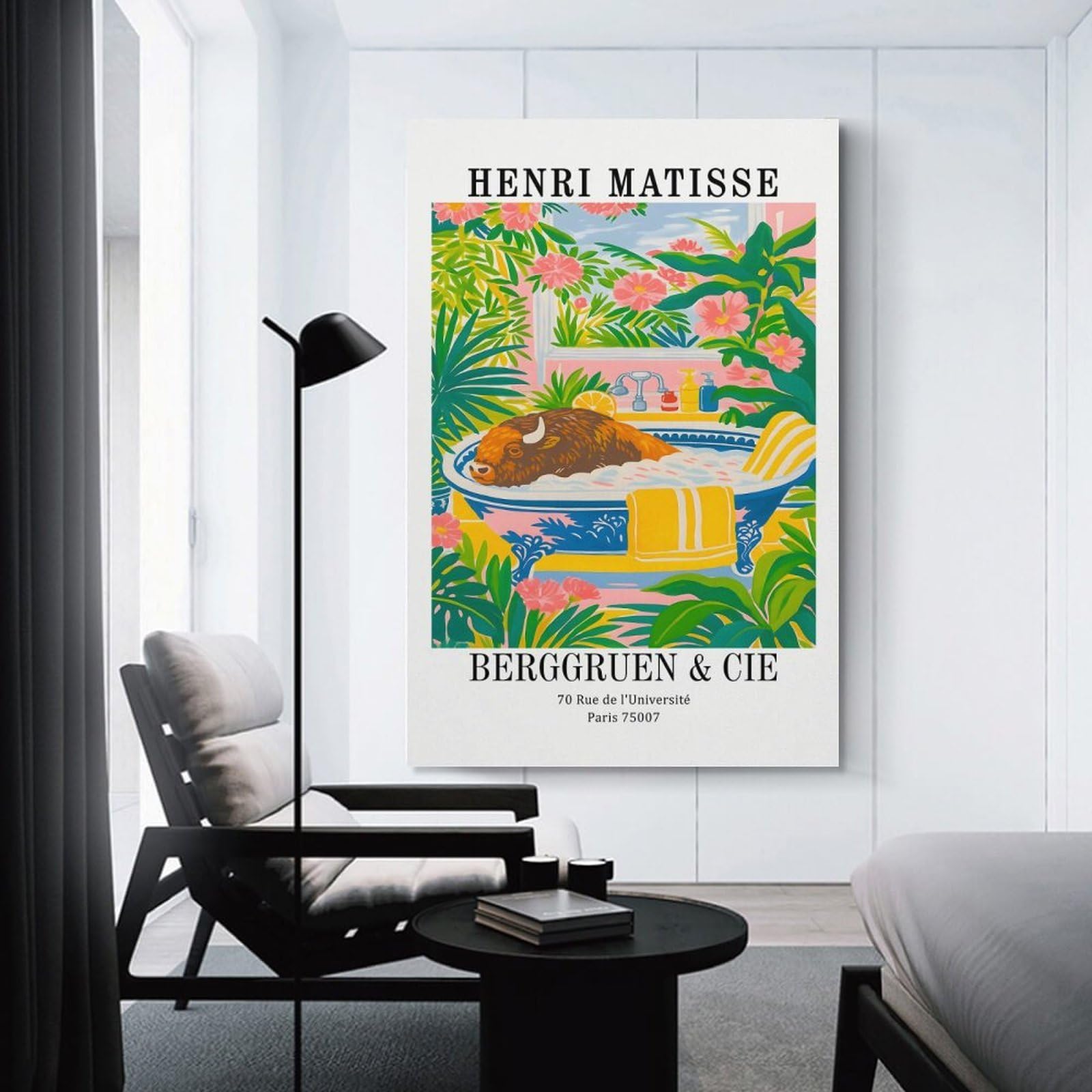 Junmoney Unframe-Style-24 Henri Matisse Buffalo In Bathtub Hanging Wall Art, 20X30inch(50X75cm), For Gallery Wall Decor And Room Displays, Home Wall Art For Statement Displays