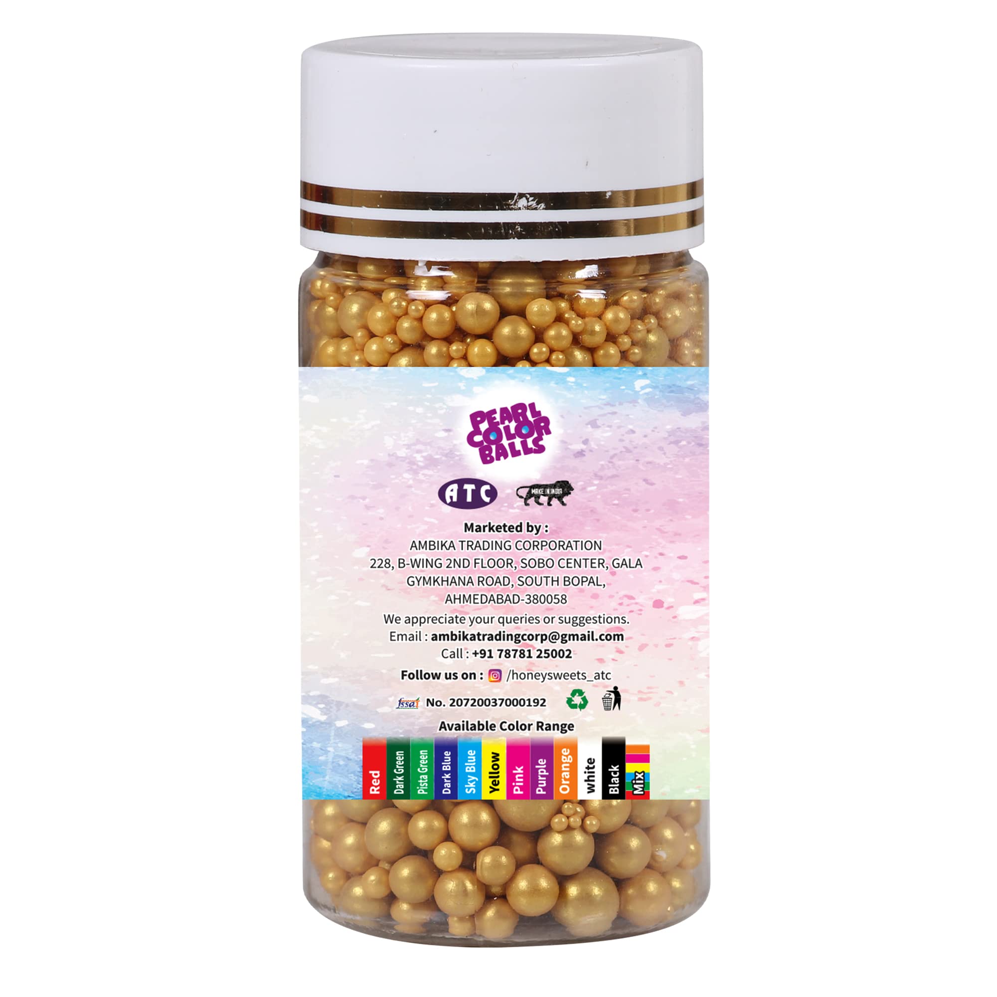 Honey Sweets Edible Gold colour Mix Size Balls | Edible | Sprinkle Decorations for Cake Décor | Coloured Sugar confectionery | Best Use for upper Surface decoration | - Image 3 thumbnail