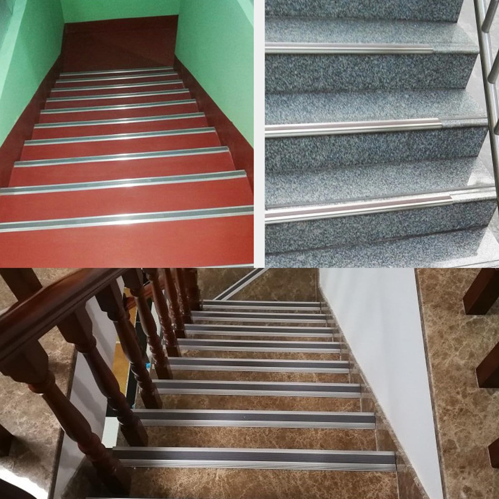 Tira De Escalera Antideslizante Aleación Aluminio, Perfil De Borde De Escalón, Tipo L Tiras Antideslizantes para Peldaños, Proceso De Anodizado, Doble Antideslizante, Apto para Hoteles, Hospitales ( C