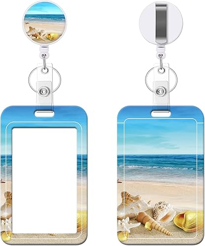 Portatarretes retráctiles con mosquetón y clip de carrete, portatarjetas de identificación vertical con llavero, 1 paquete de portatarjetas de